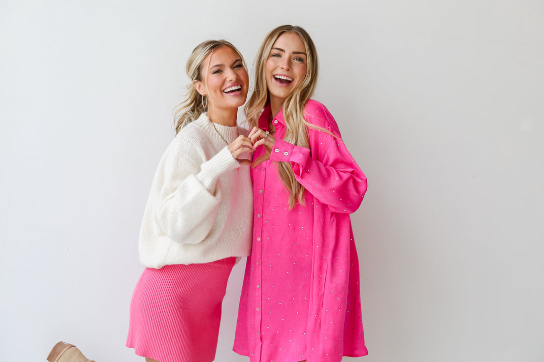 models wearing cute pink outfits
