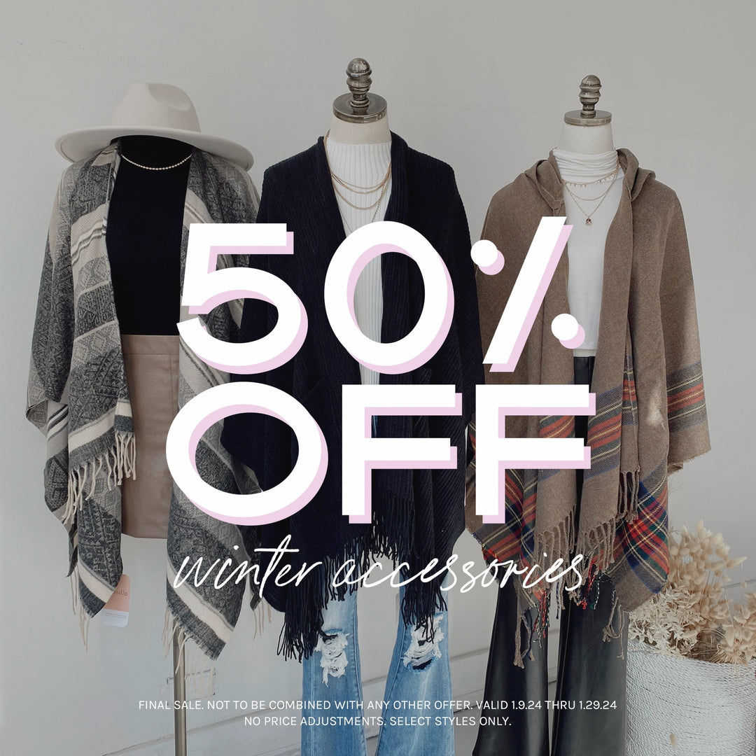 graphic telling about the Dress Up 50% off winter accessories sale