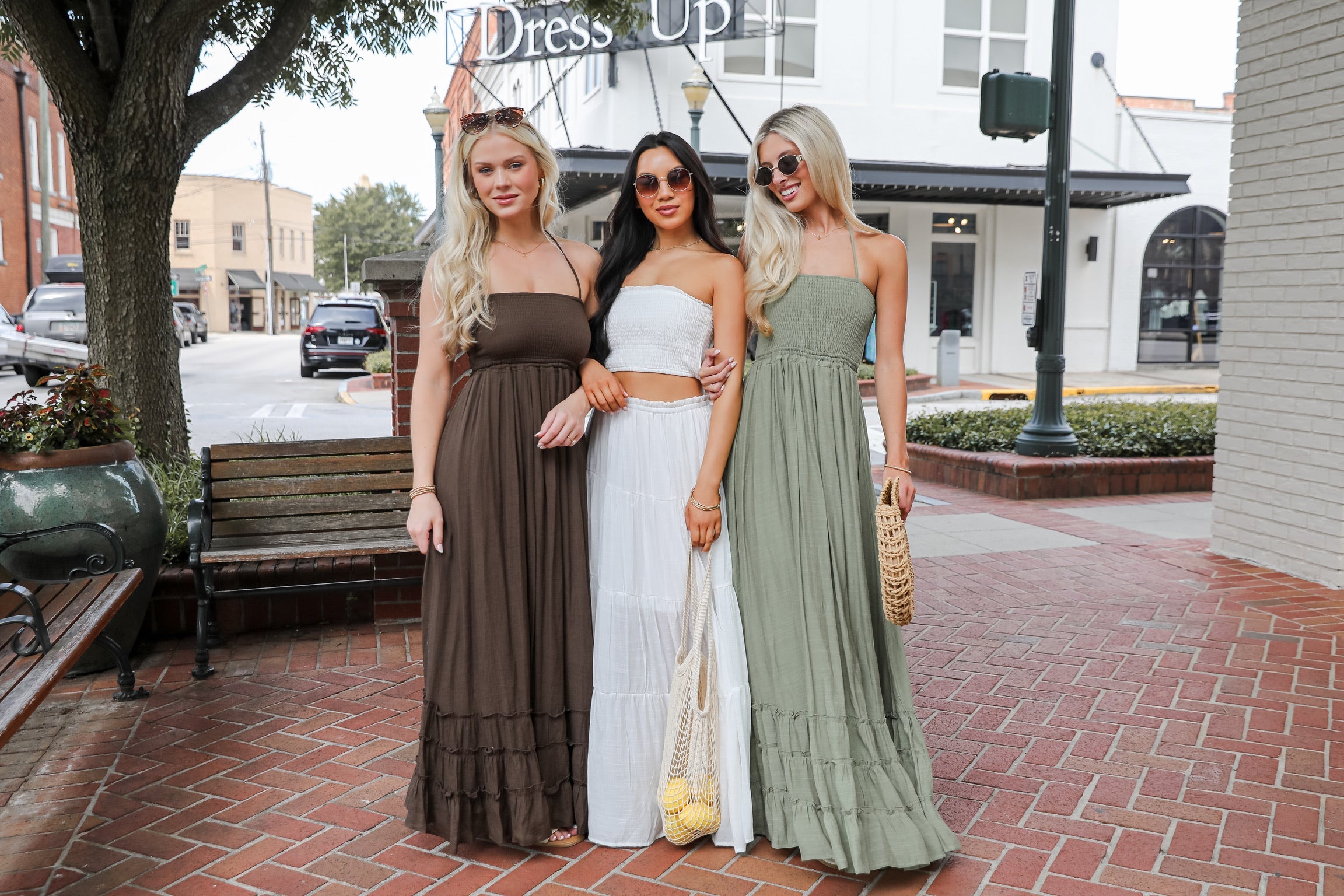 boho long flowy dresses White Polka Dot Flowy Maxi Dress I White Boho Dress I Love that Boho main image 0