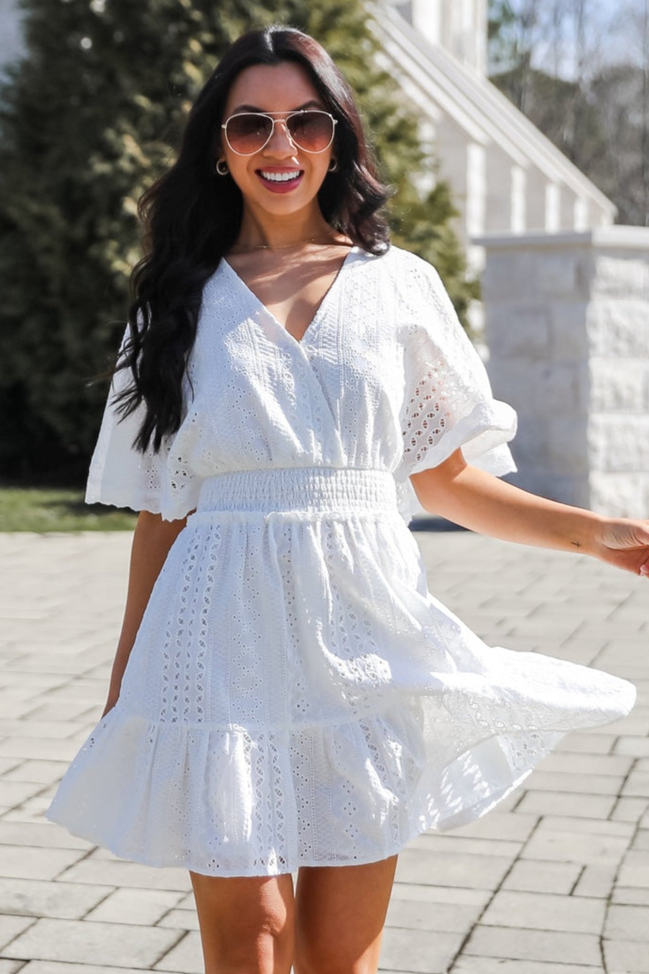 Extraordinary Presence White Eyelet Mini Dress