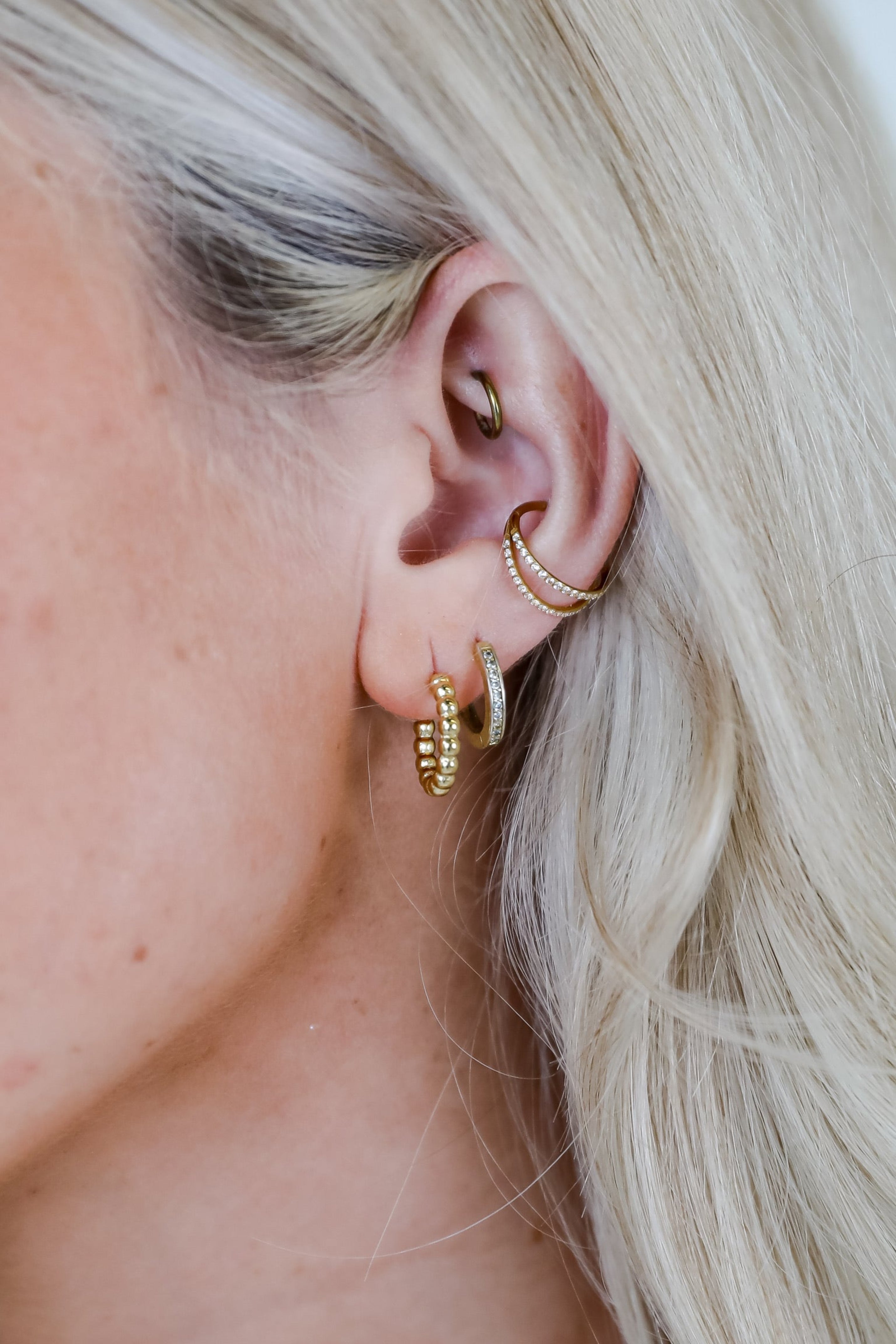 Eden Gold Beaded Mini Hoop Earrings