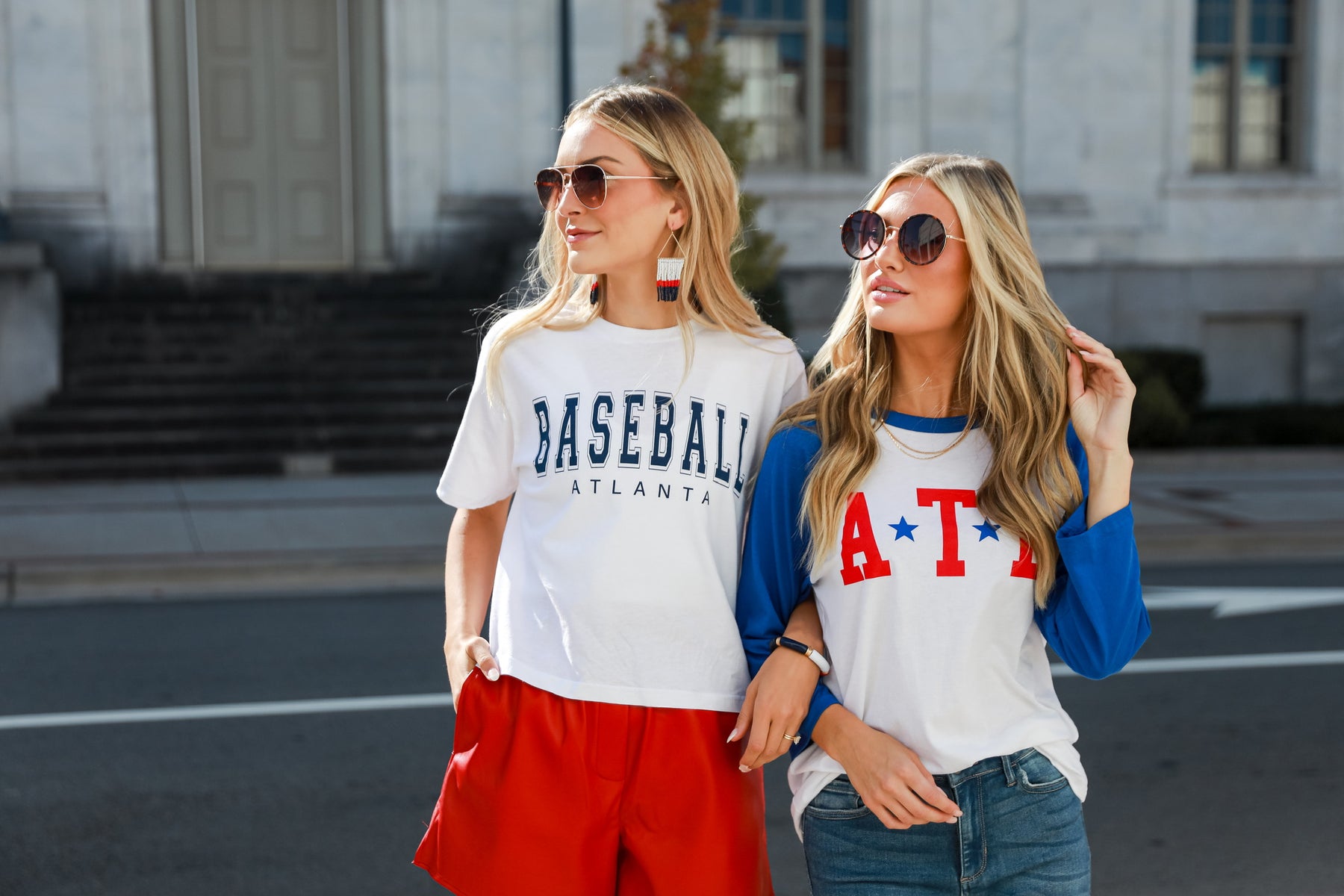 cute game day outfits for braves game. atlanta baseball tee. atlanta baseball t-shirt. atlanta women's clothing store.