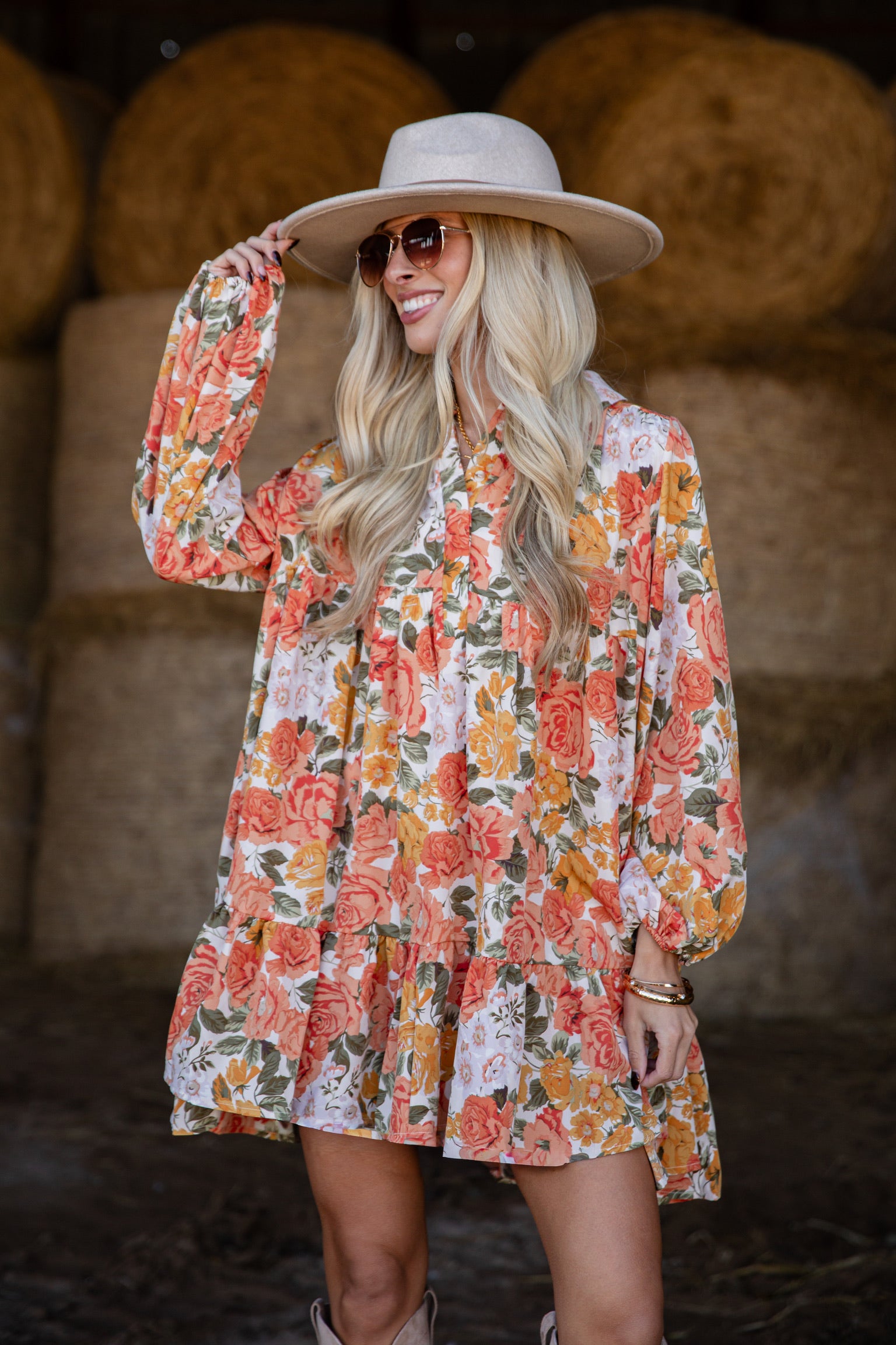 FINAL SALE - Out Of The Garden Orange Floral Mini Dress