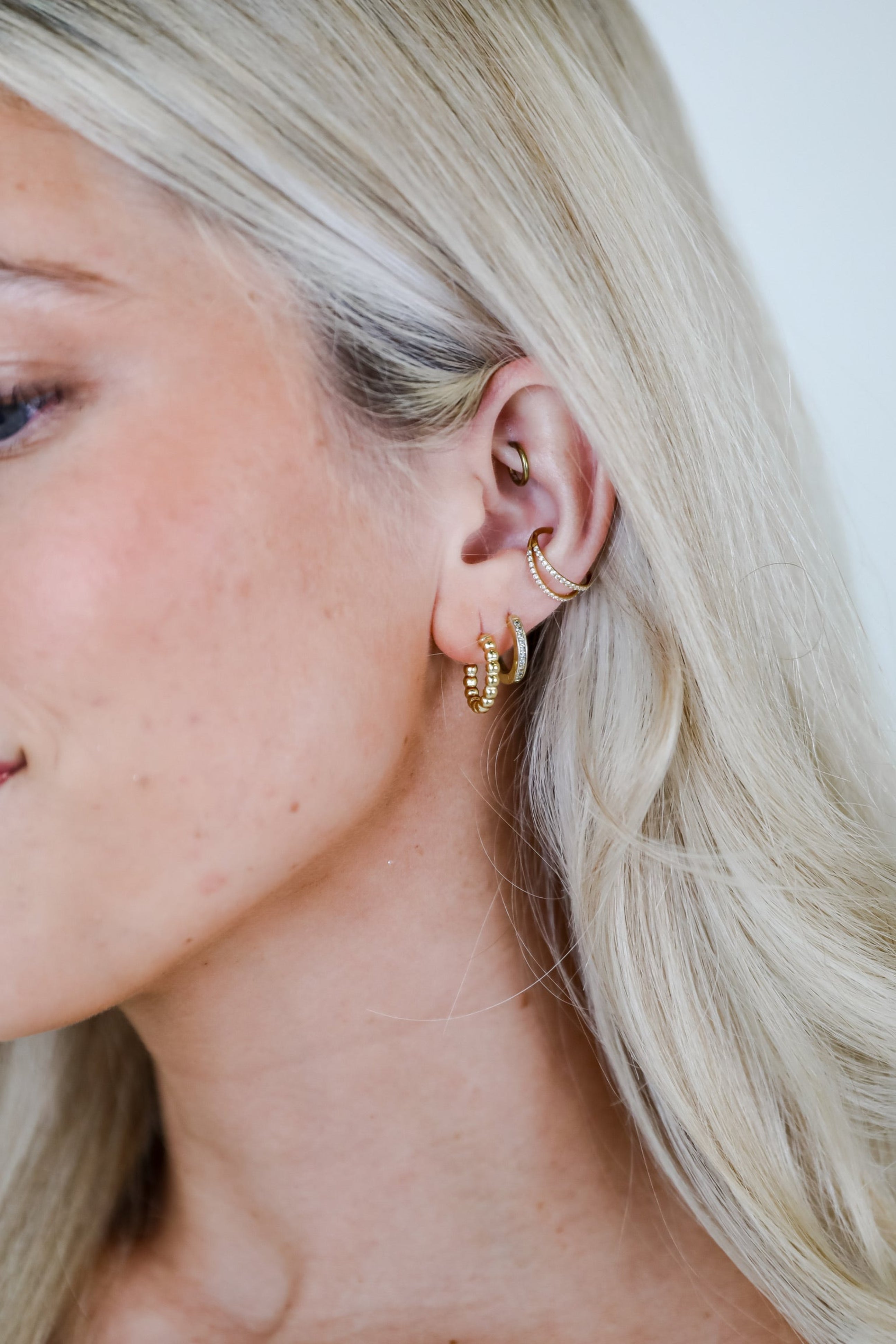 Eden Gold Beaded Mini Hoop Earrings