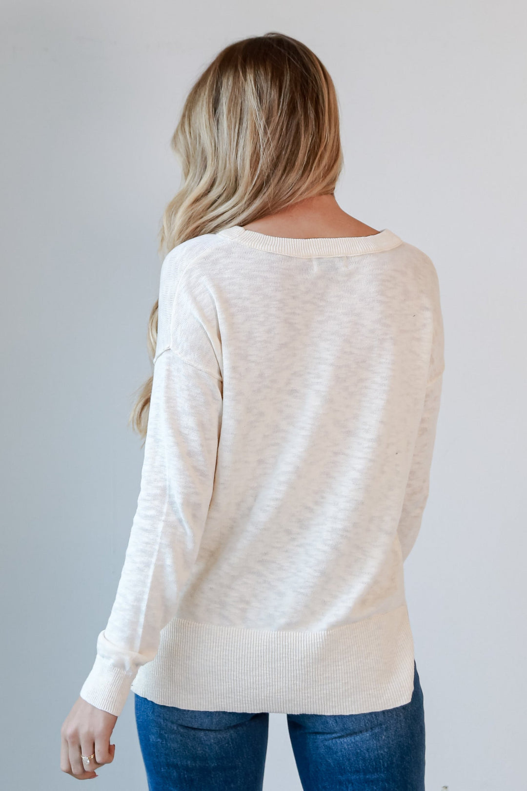 white knit top
