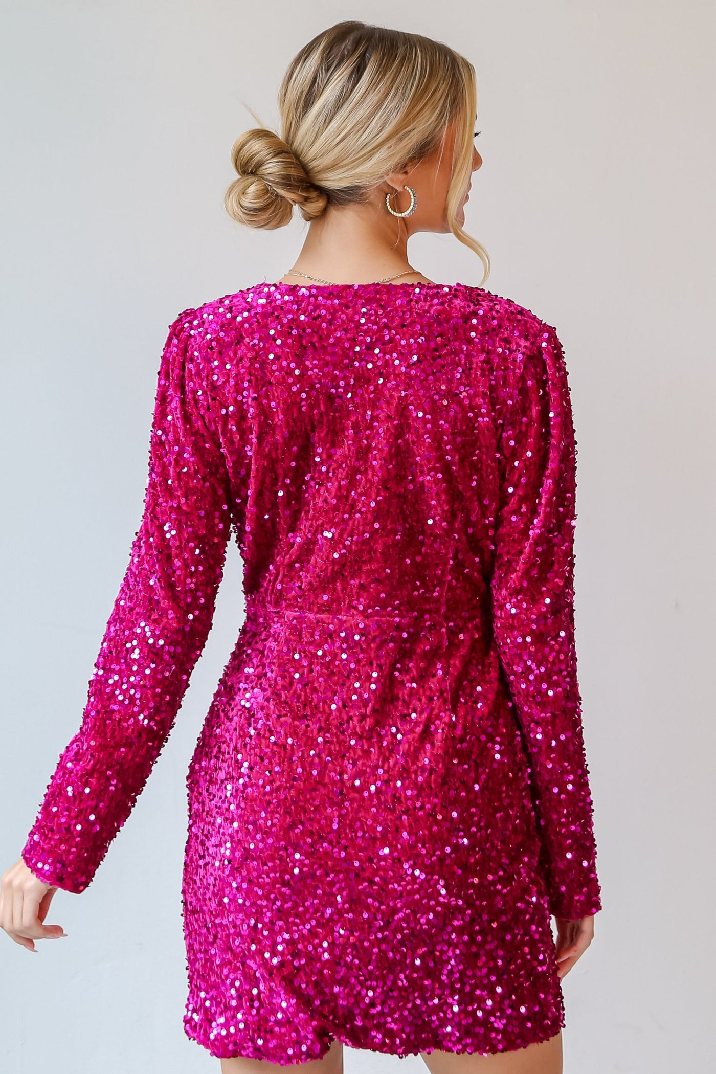 sparkly pink Velvet Sequin Mini Dress