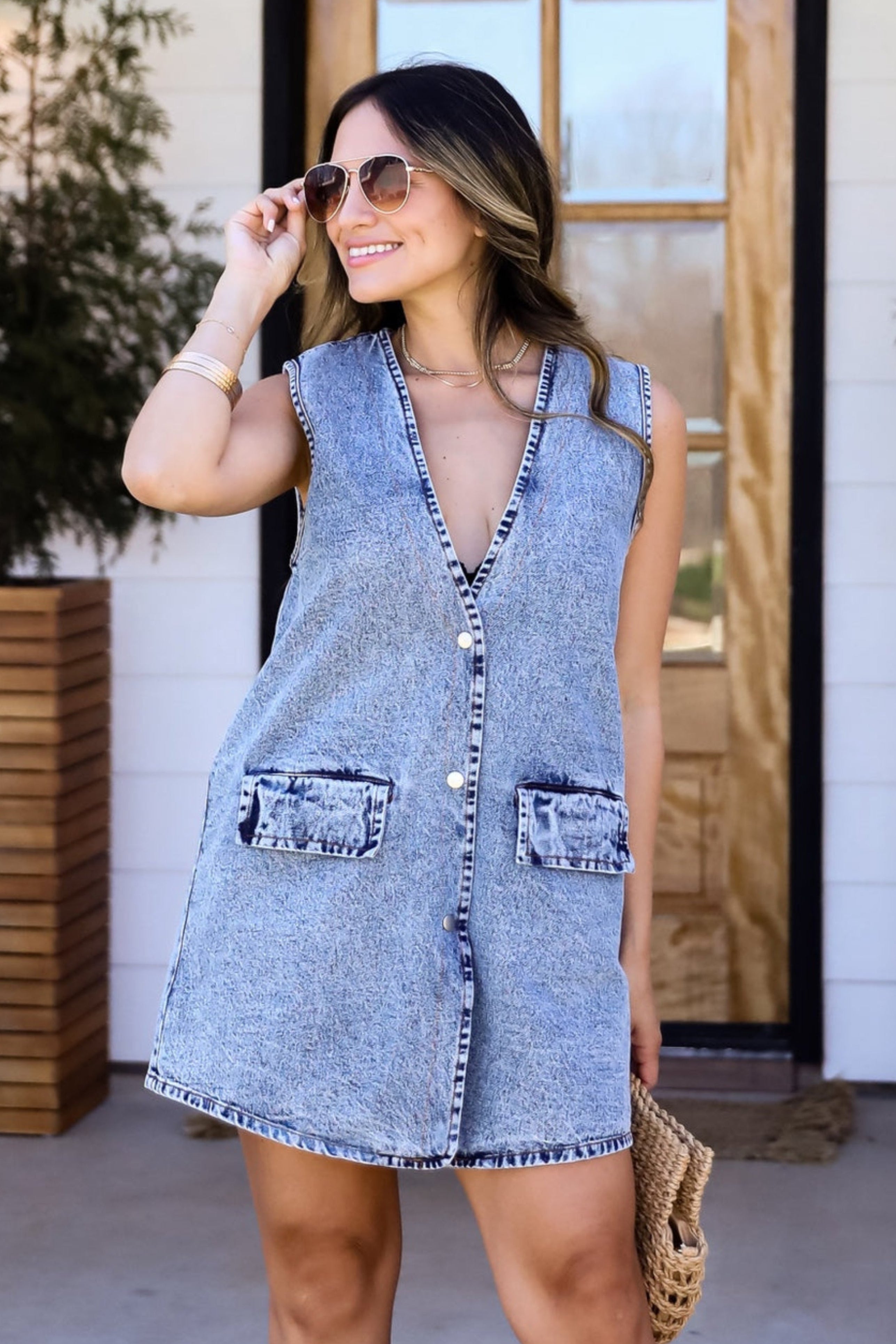 Lucky For Me Denim Mini Dress