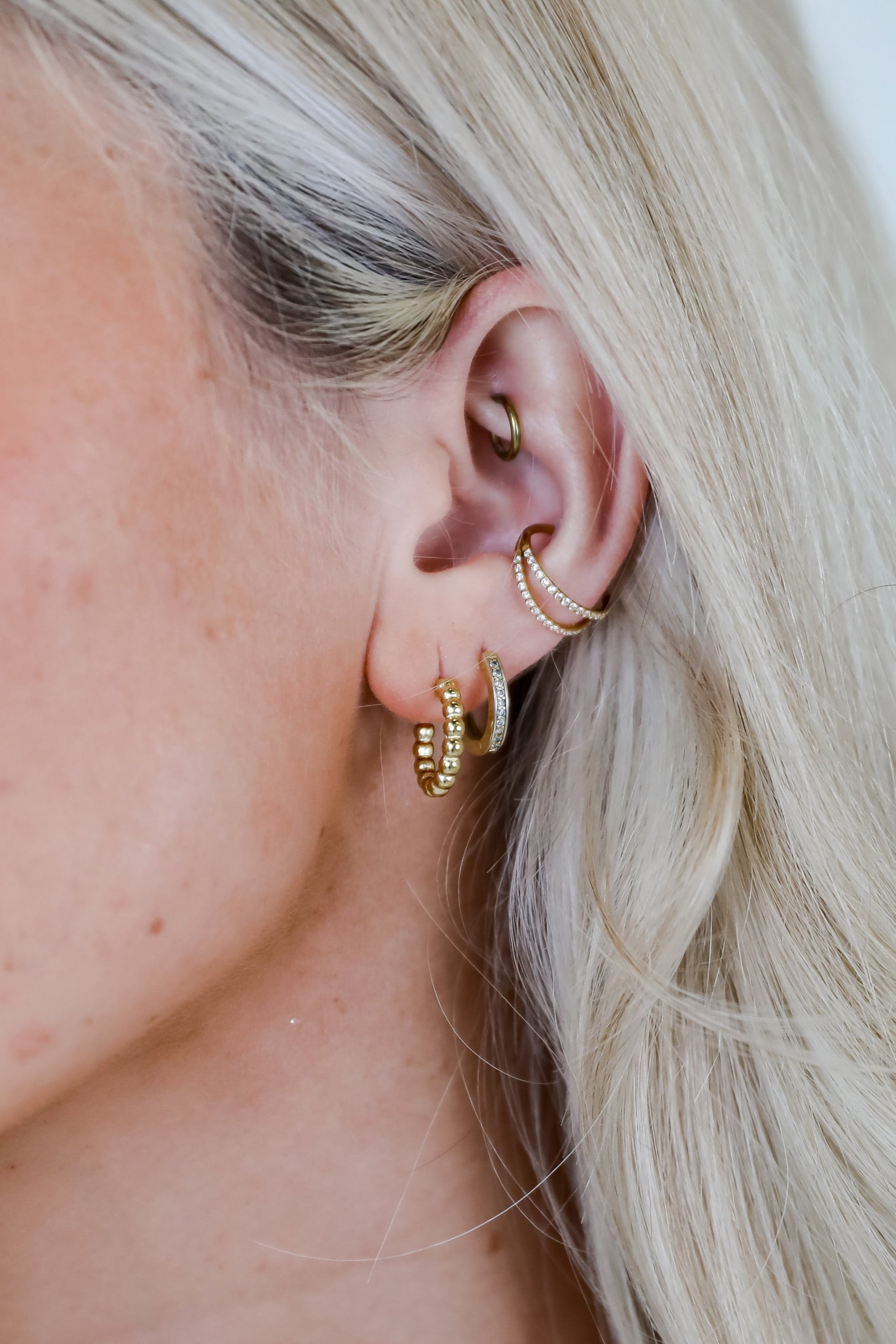 Eden Gold Beaded Mini Hoop Earrings