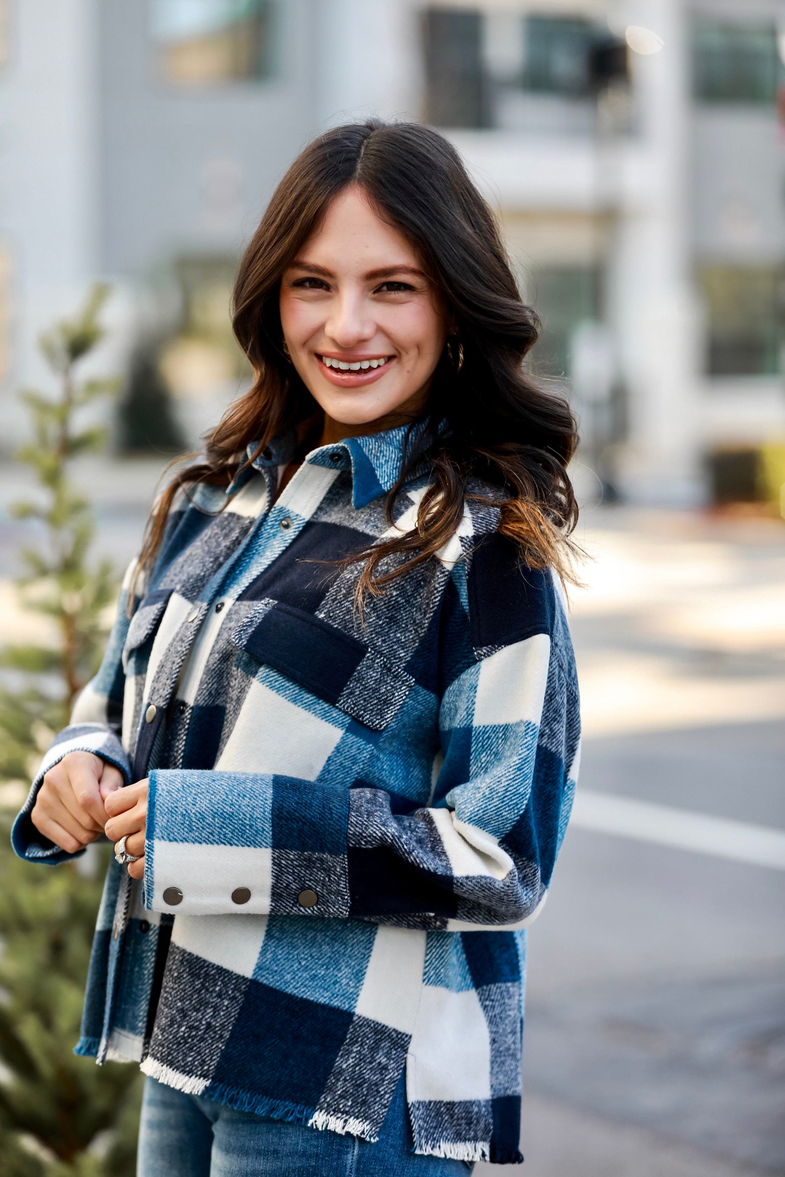 Navy Plaid Shacket