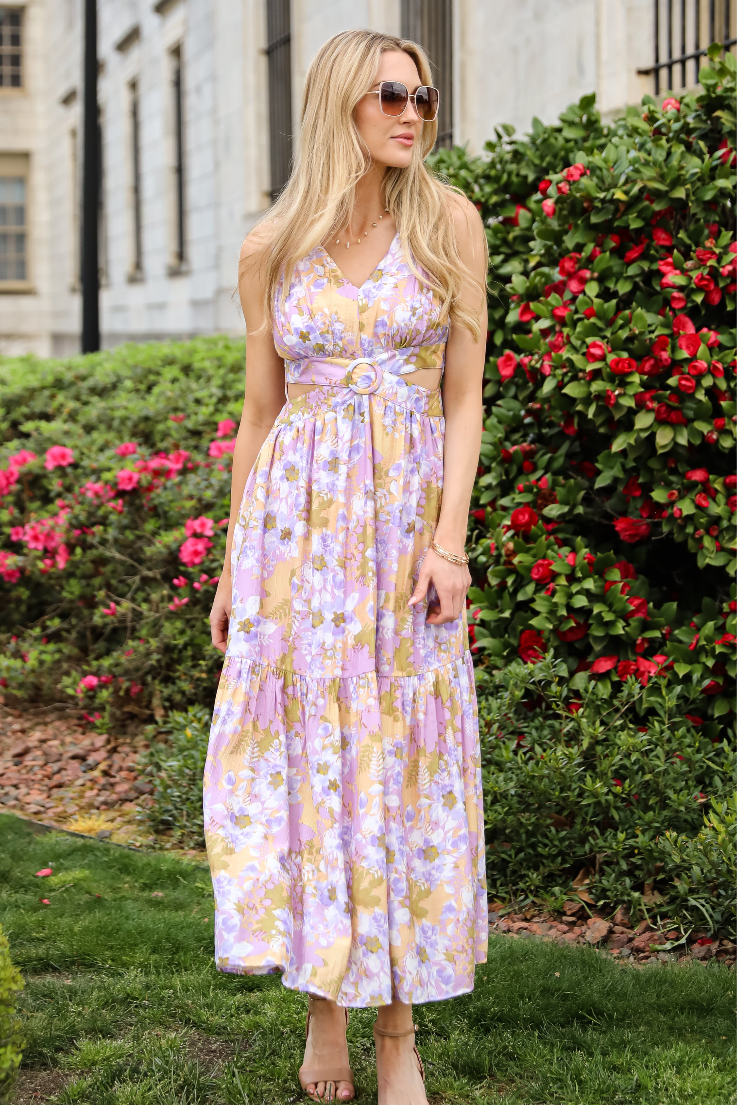 Attractive Radiance Lavender Floral Maxi Dress