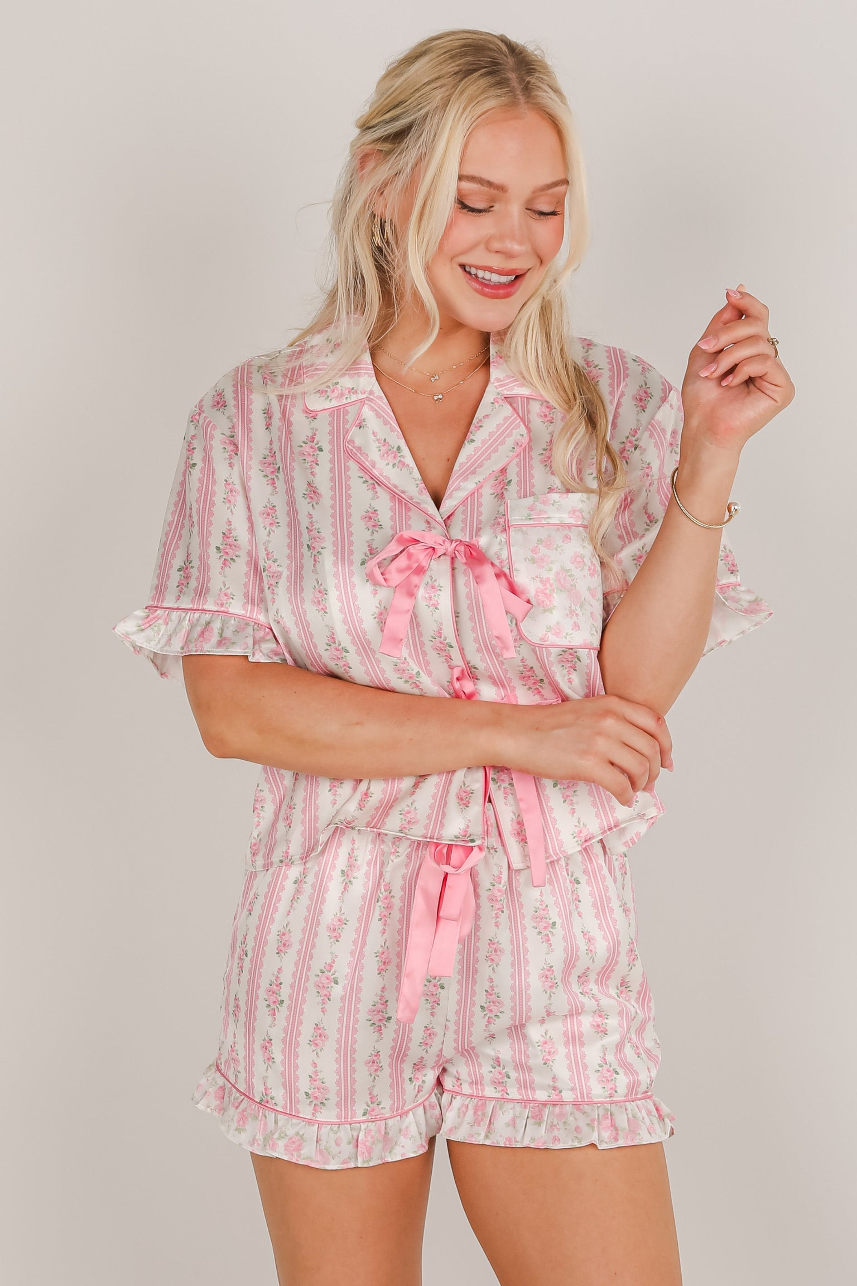 What A Dream Pink Floral Pajama Shorts