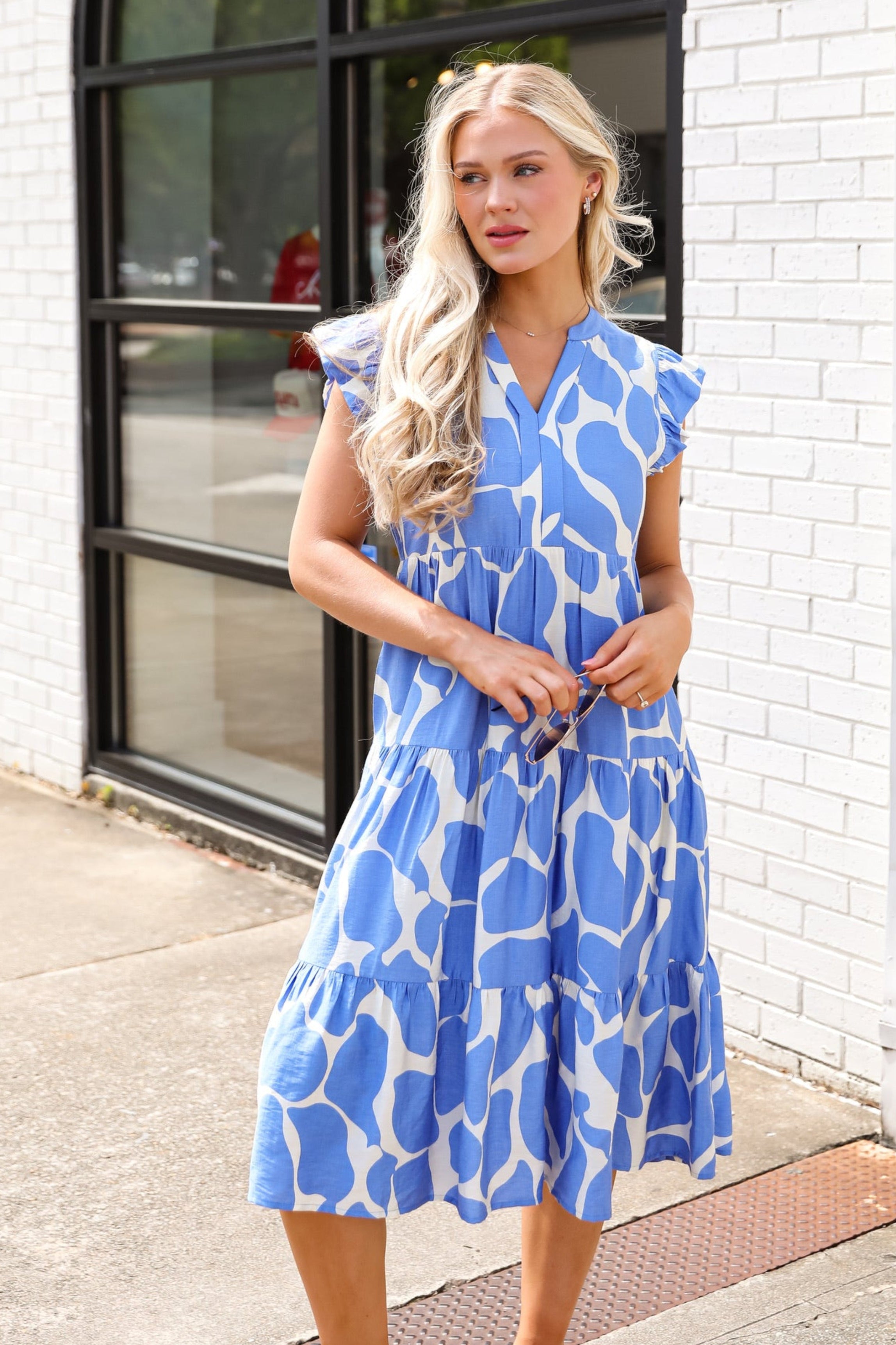 Sweetness And Sunshine Blue Tiered Midi Dress