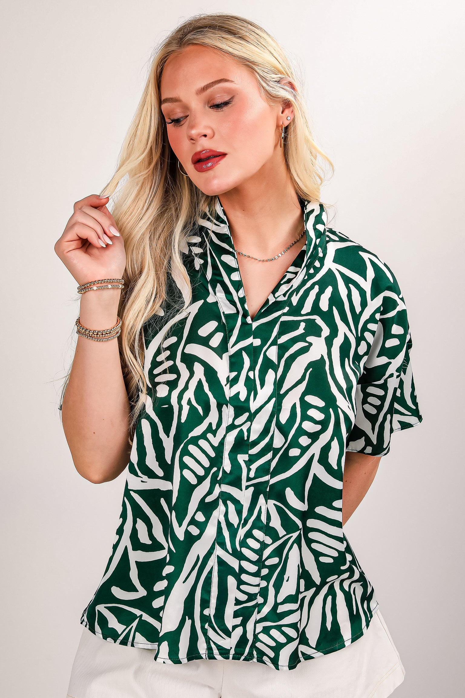 FINAL SALE - Our Story Green Satin Blouse - DU DEAL