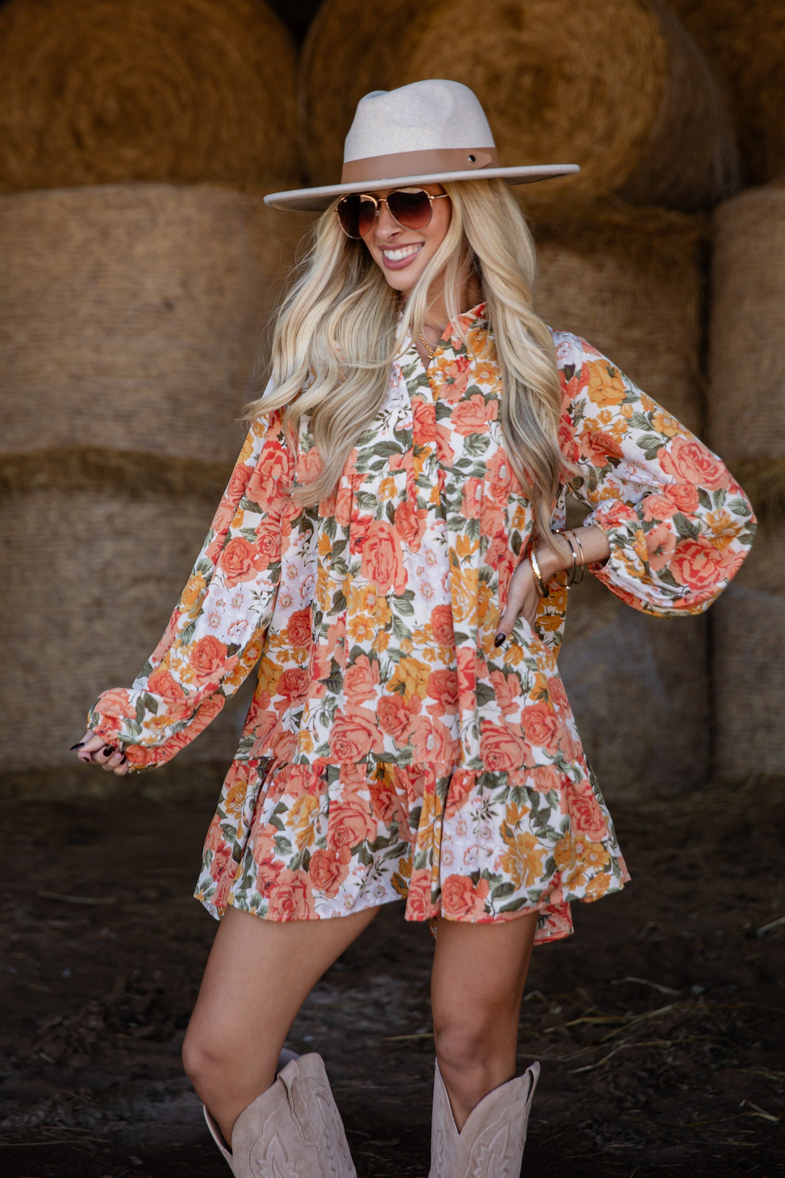 FINAL SALE - Out Of The Garden Orange Floral Mini Dress