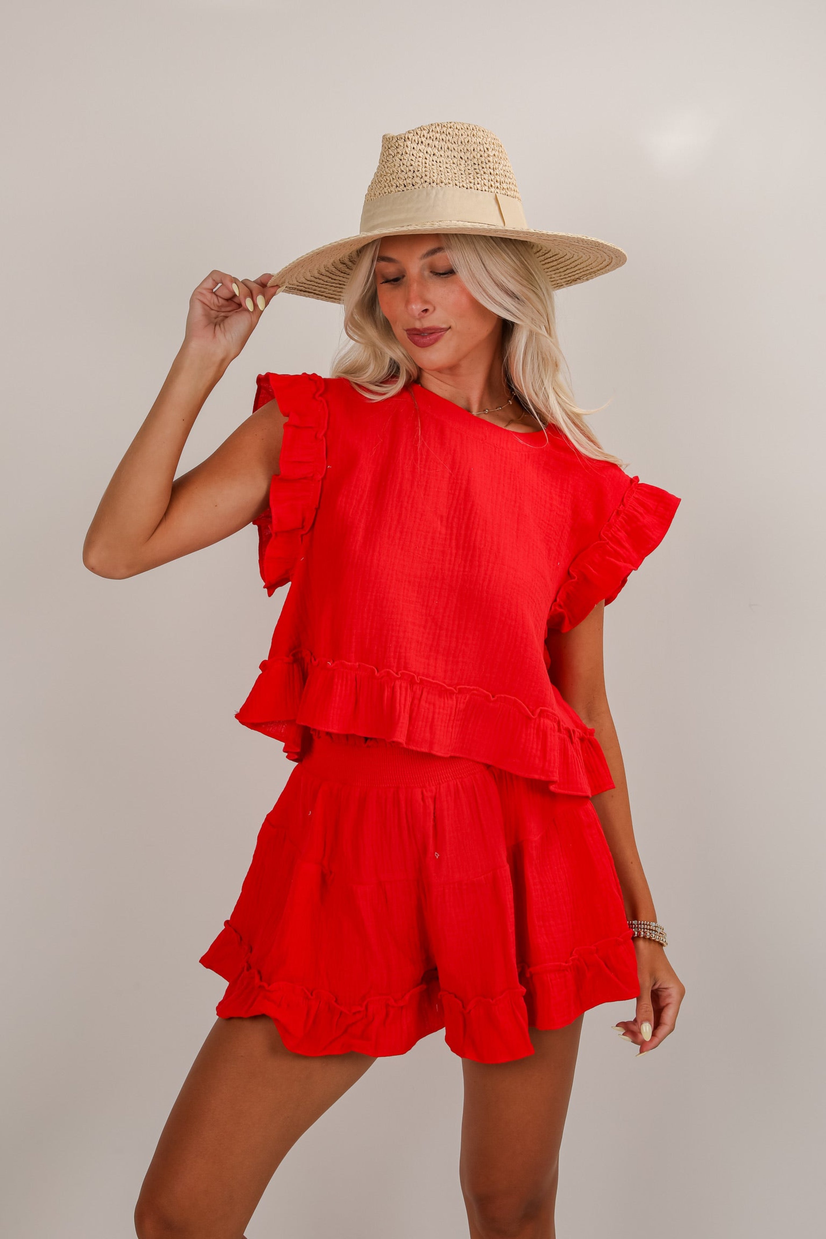 United In Love Linen Ruffle Blouse
