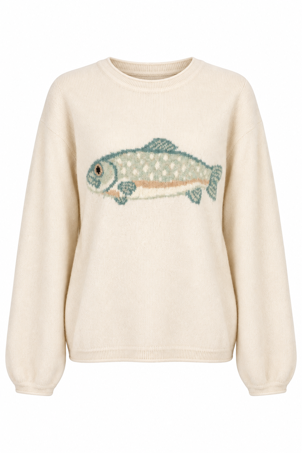 Gone Fishing Cream Graphic Sweater
