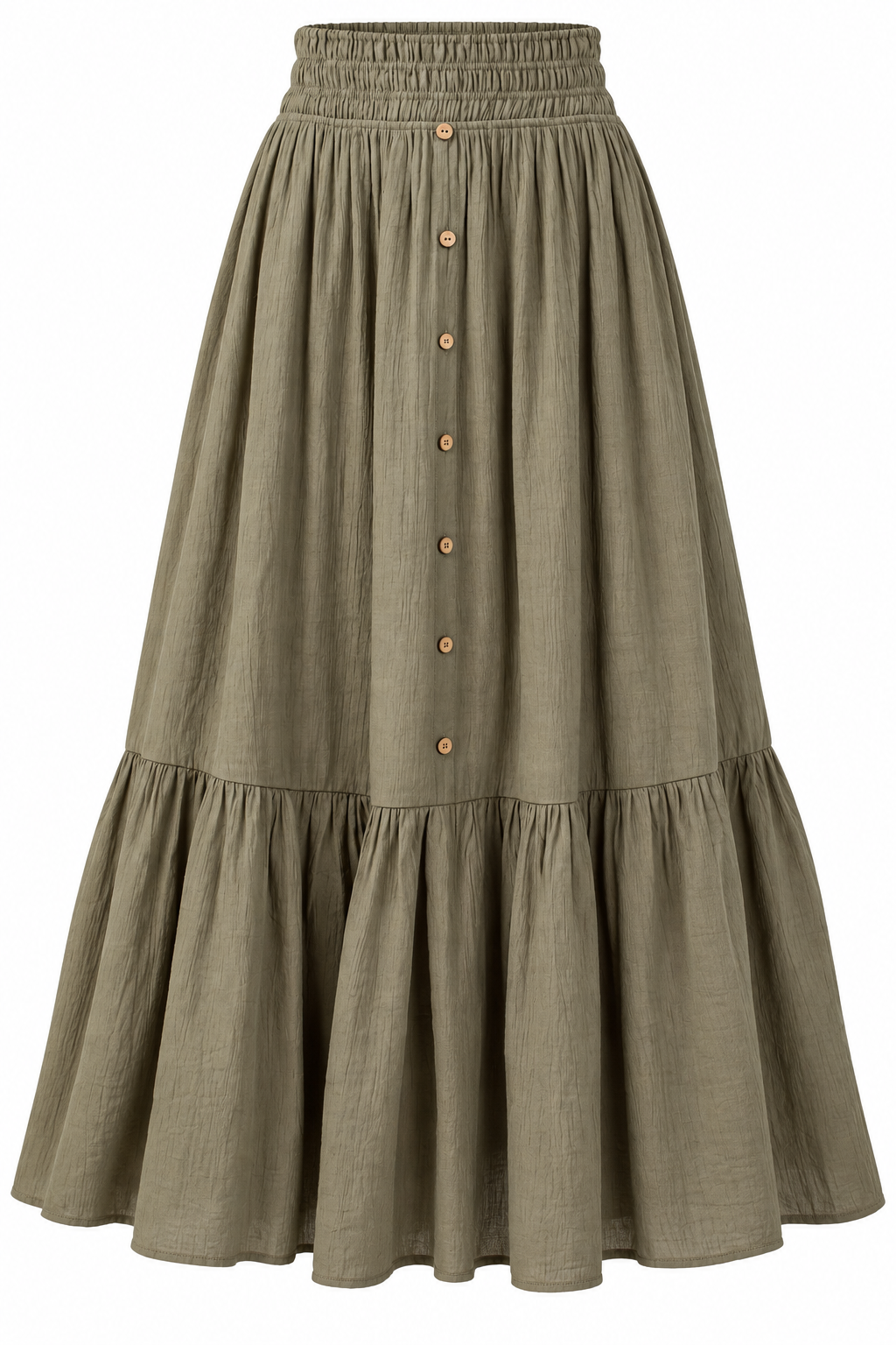 Roaming The Orchard Olive Button Front Maxi Skirt