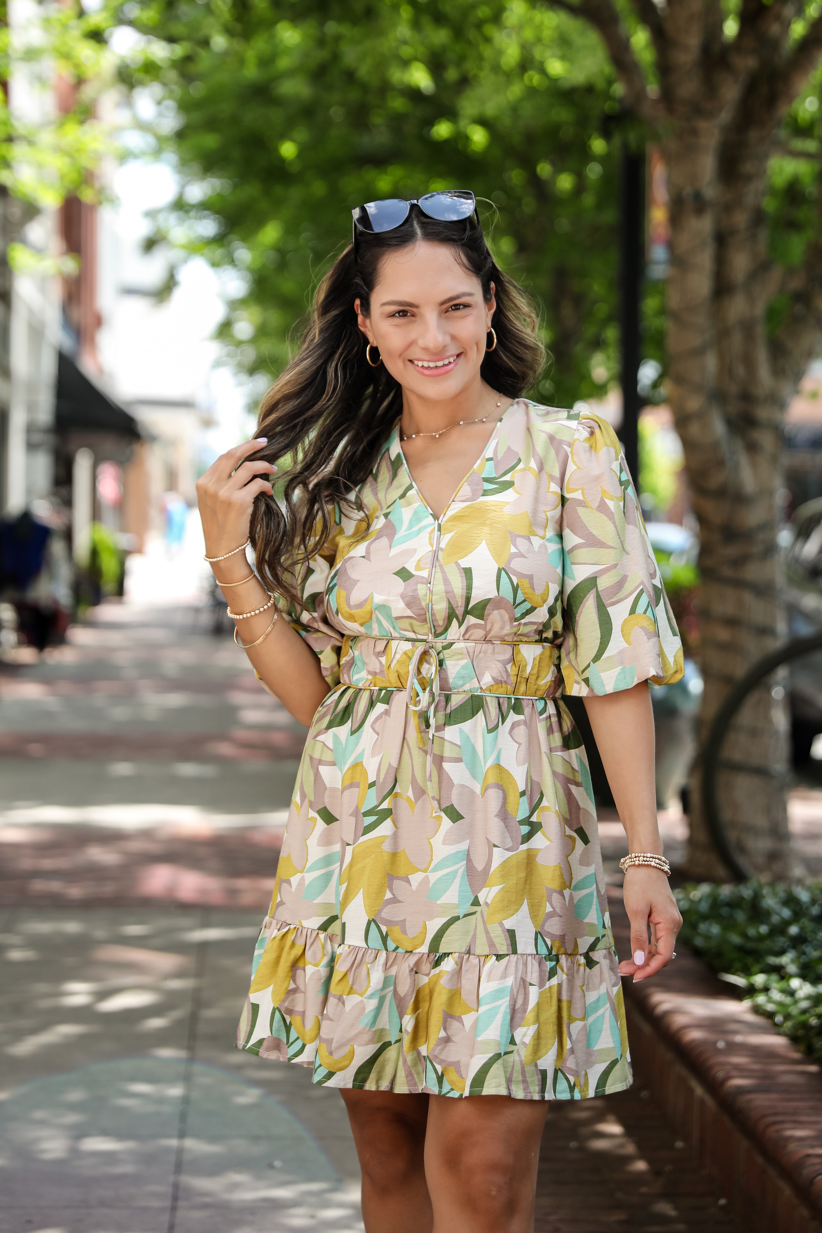 More Than Love Taupe Floral Mini Dress