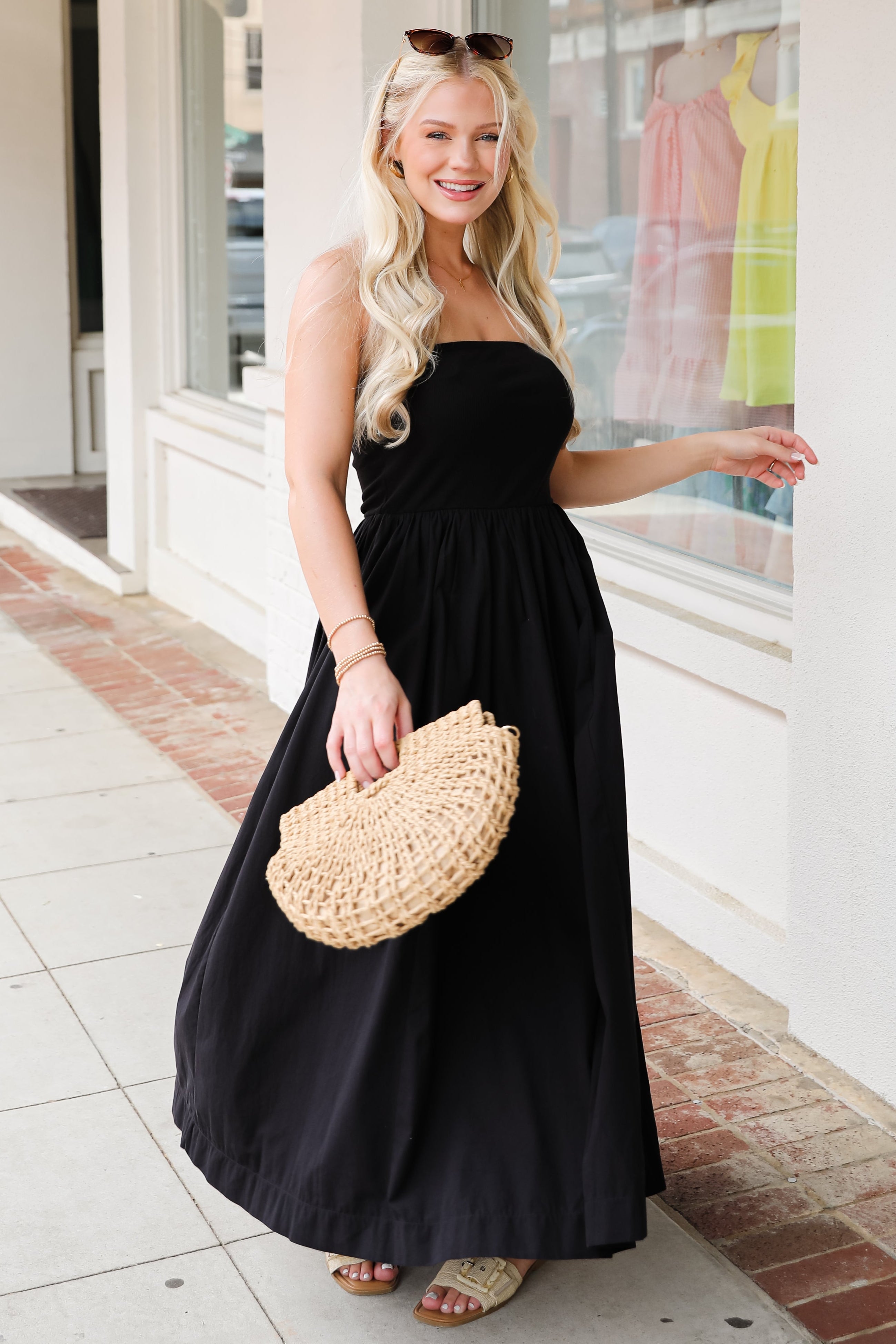 Looking Out For You Strapless Contrast Maxi Dress