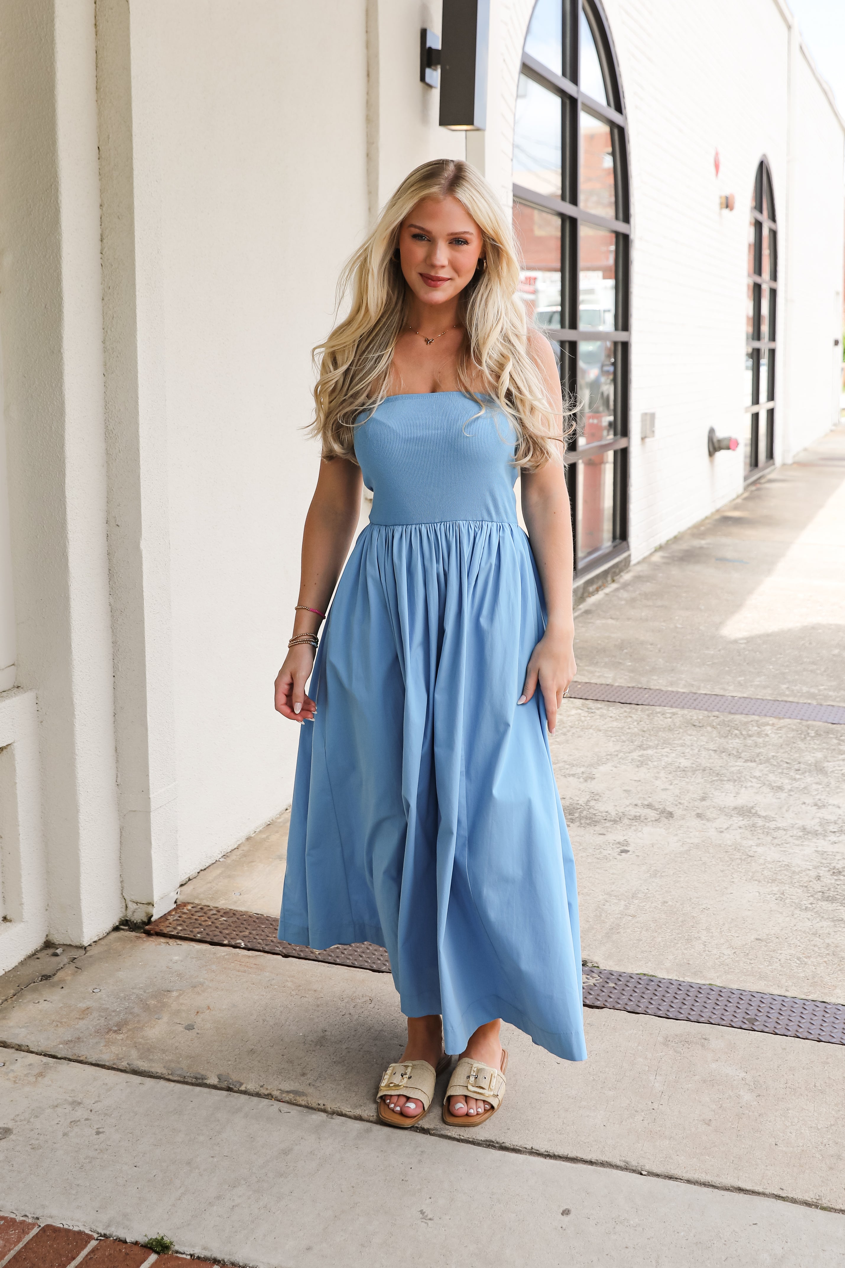 Looking Out For You Strapless Contrast Maxi Dress