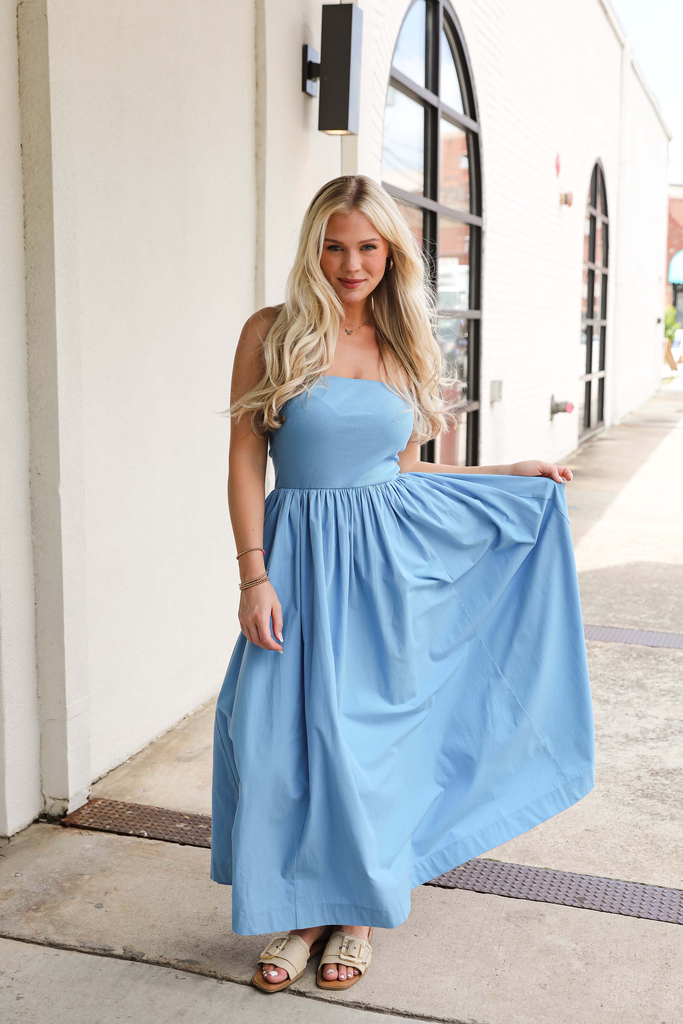 Looking Out For You Strapless Contrast Maxi Dress