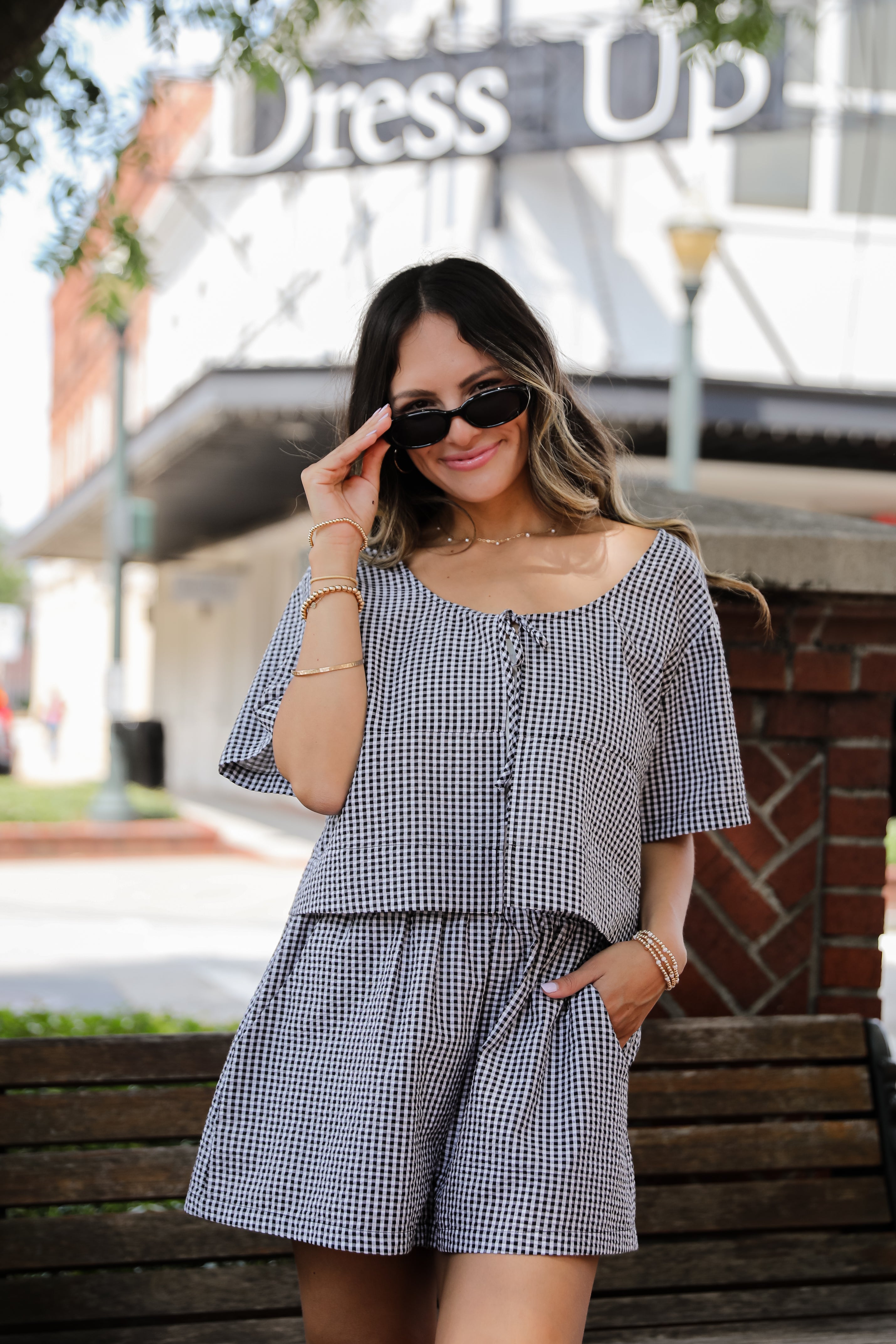 Be My Muse Black Gingham Shorts