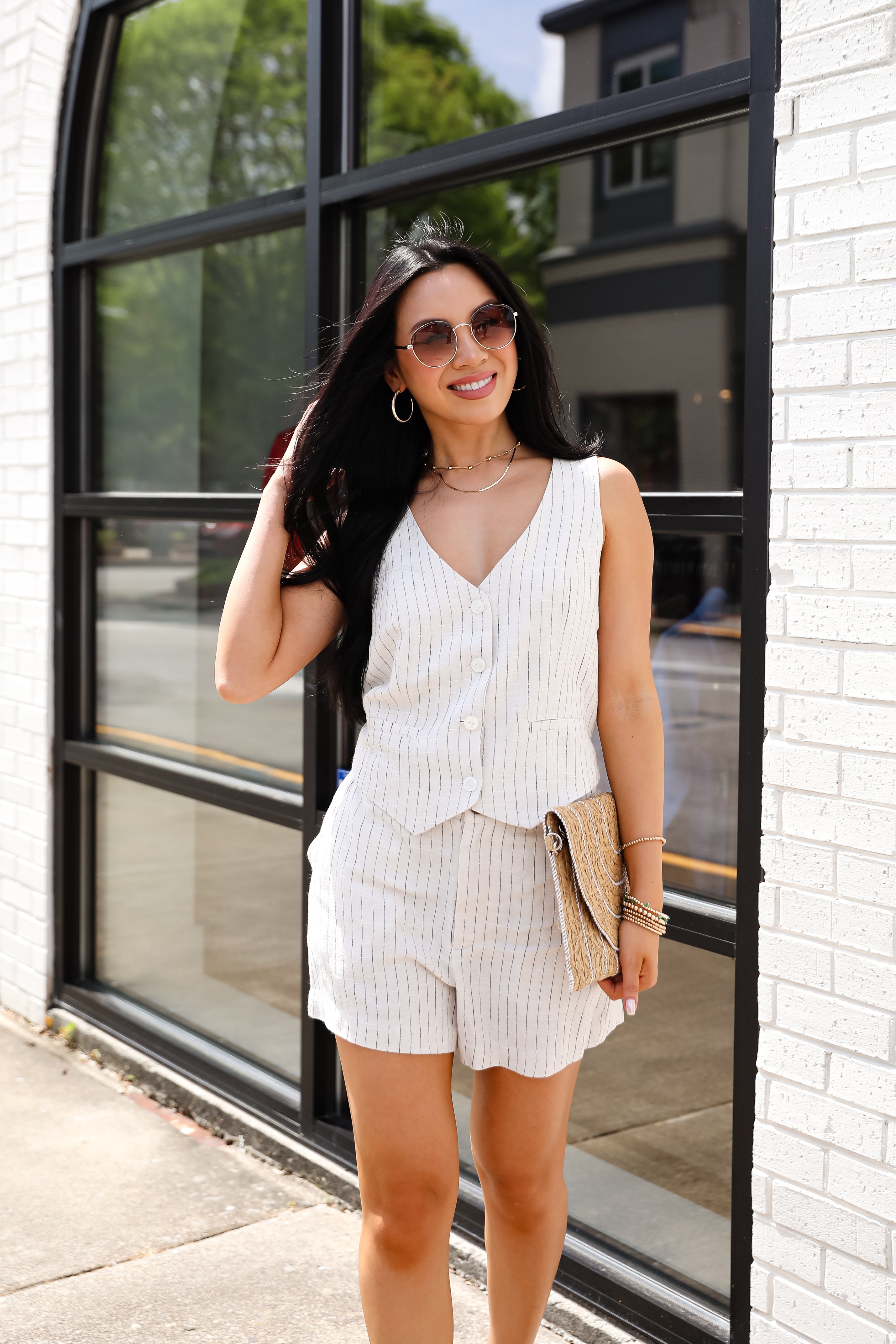 All For It Natural Striped Vest