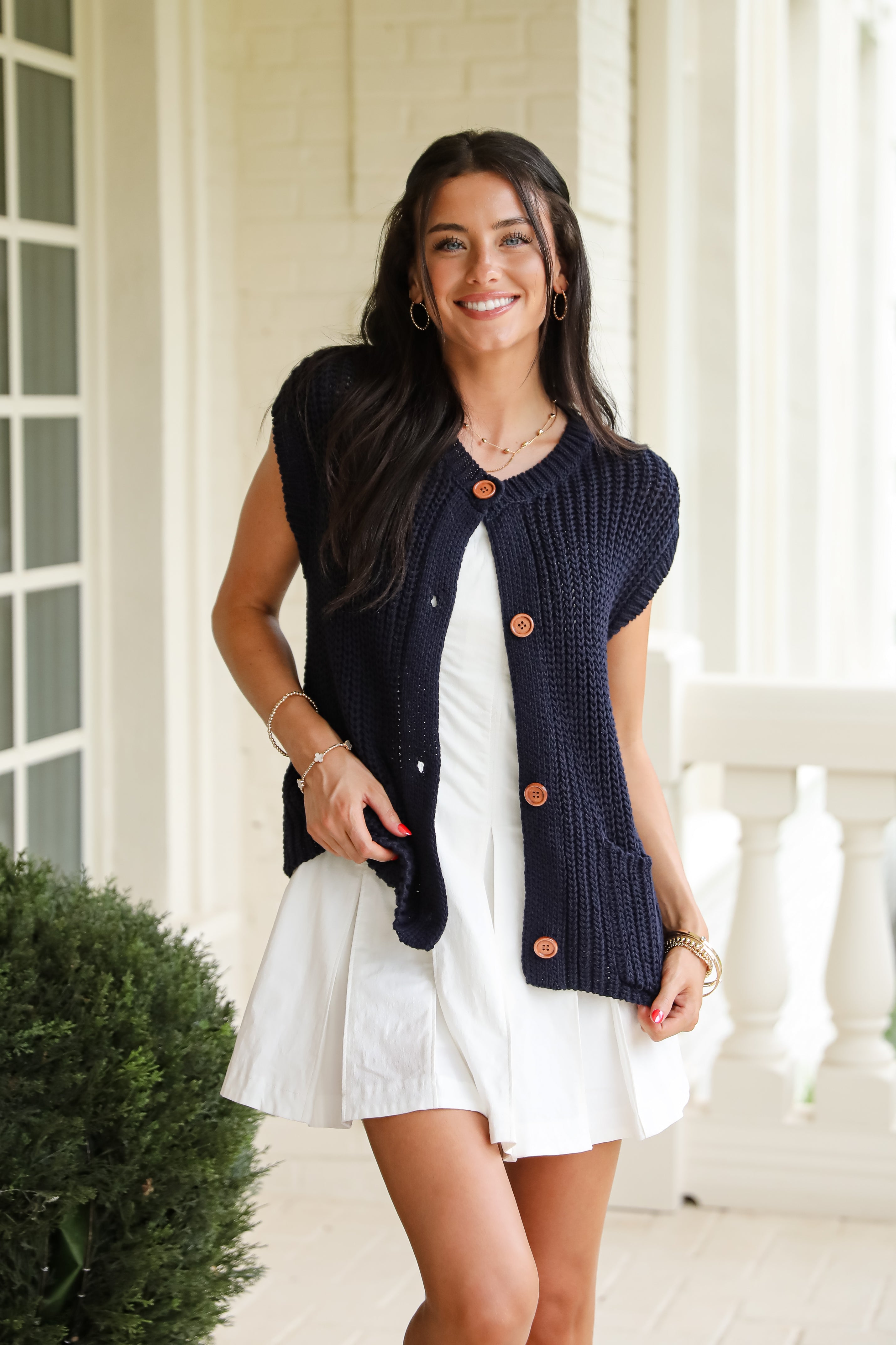 Admired Poise Navy Sleeveless Knit Top