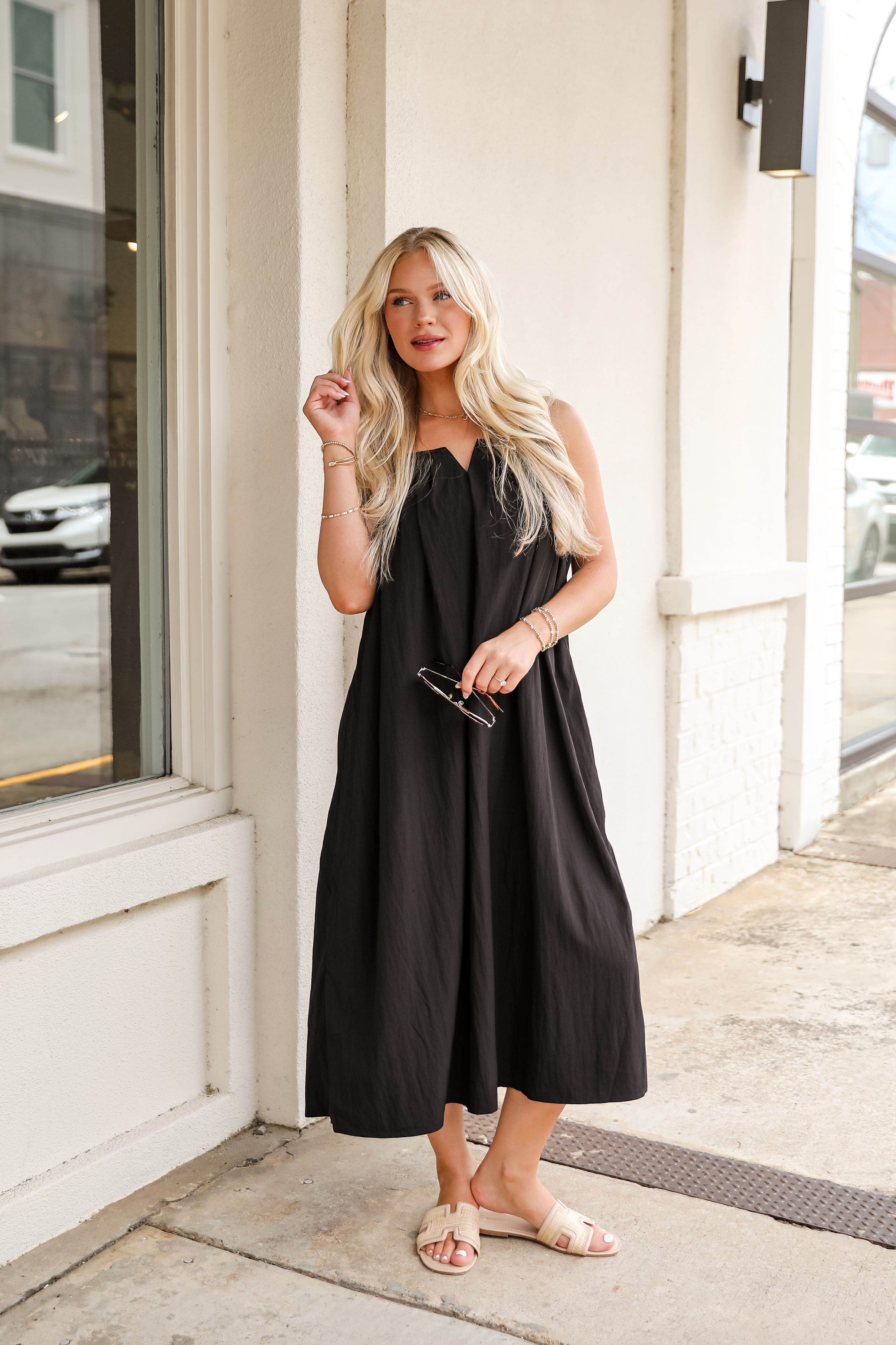 Elegant Finesse Black Maxi Dress