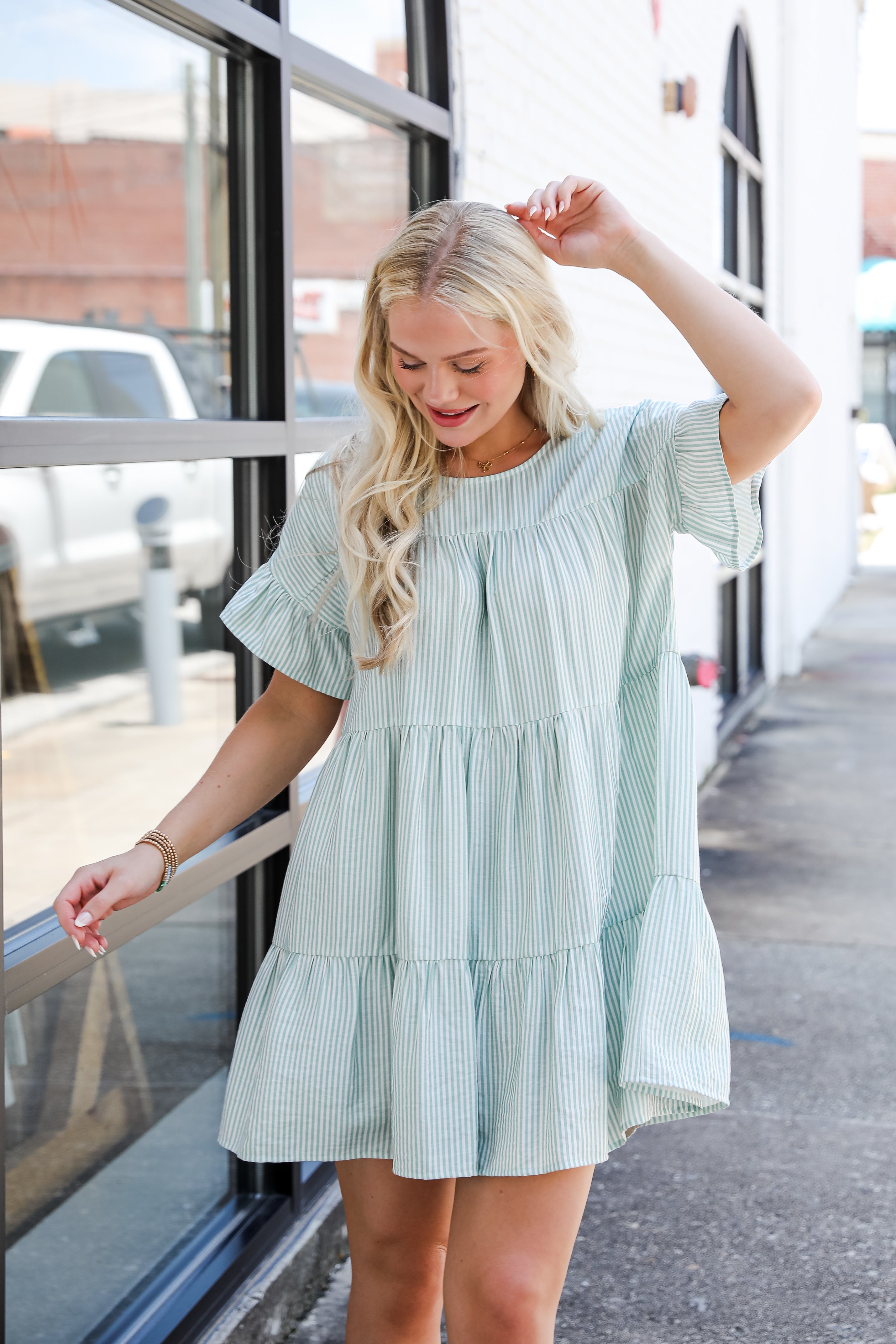 Perfect Pace Striped Tiered Mini Dress