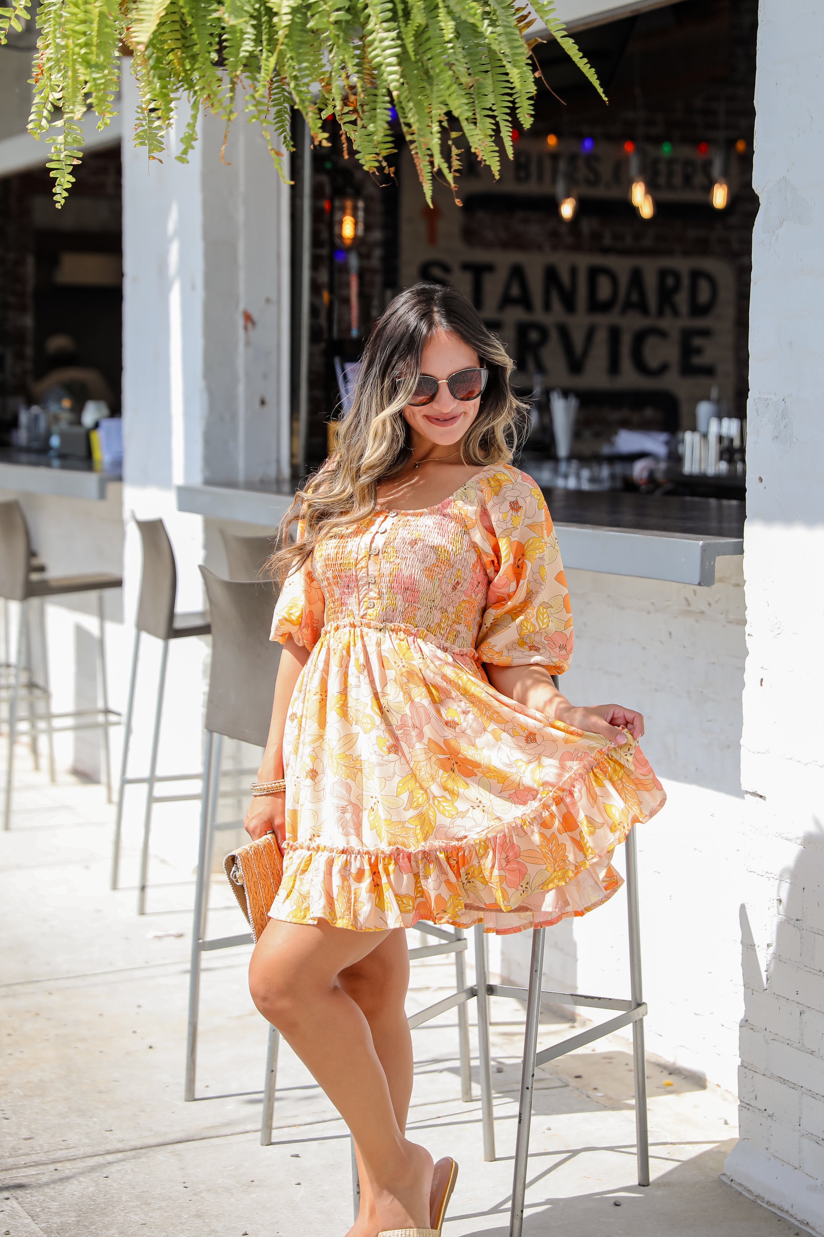 Live Life In Full Bloom Orange Floral Mini Dress