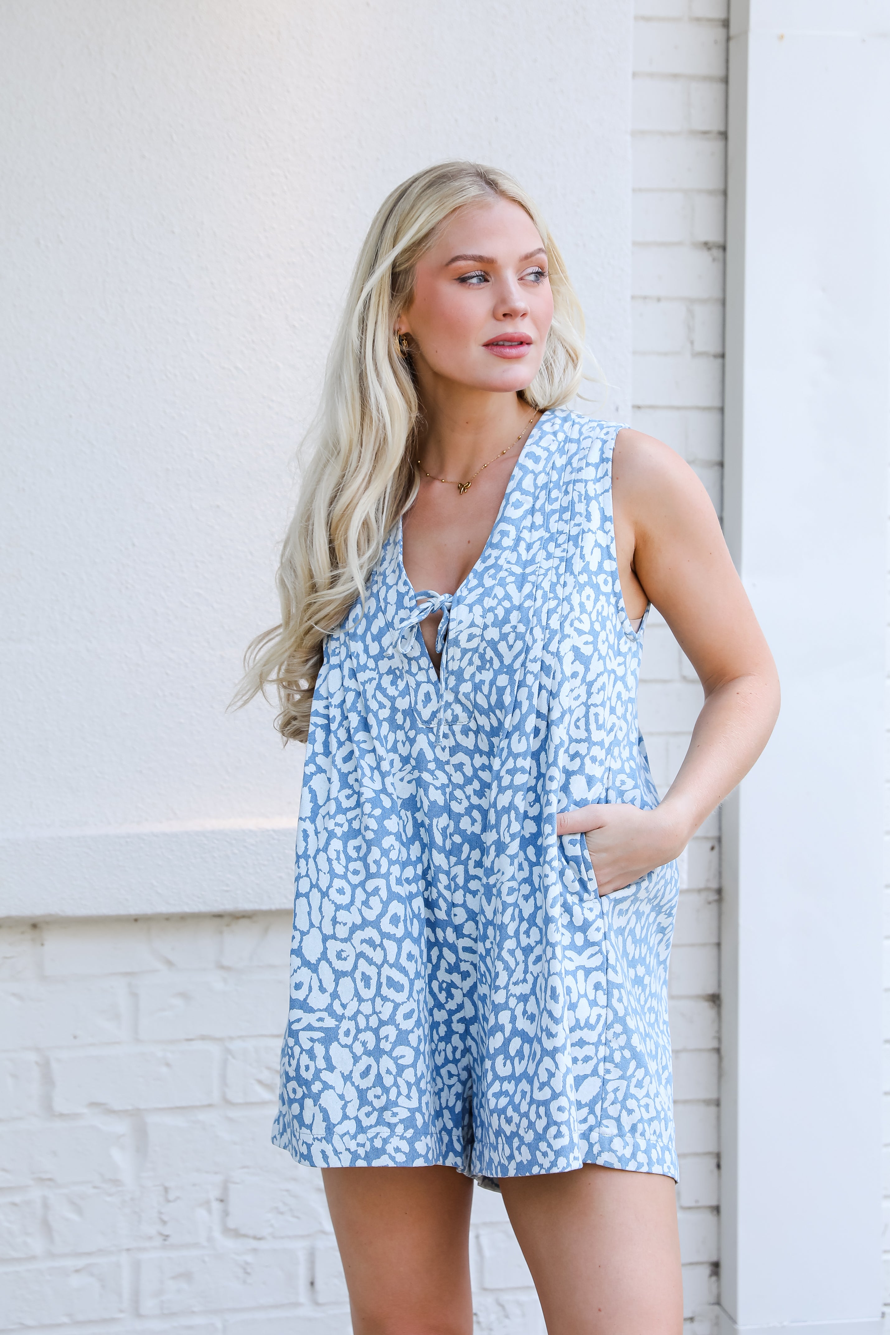 Precious Look Denim Leopard Romper