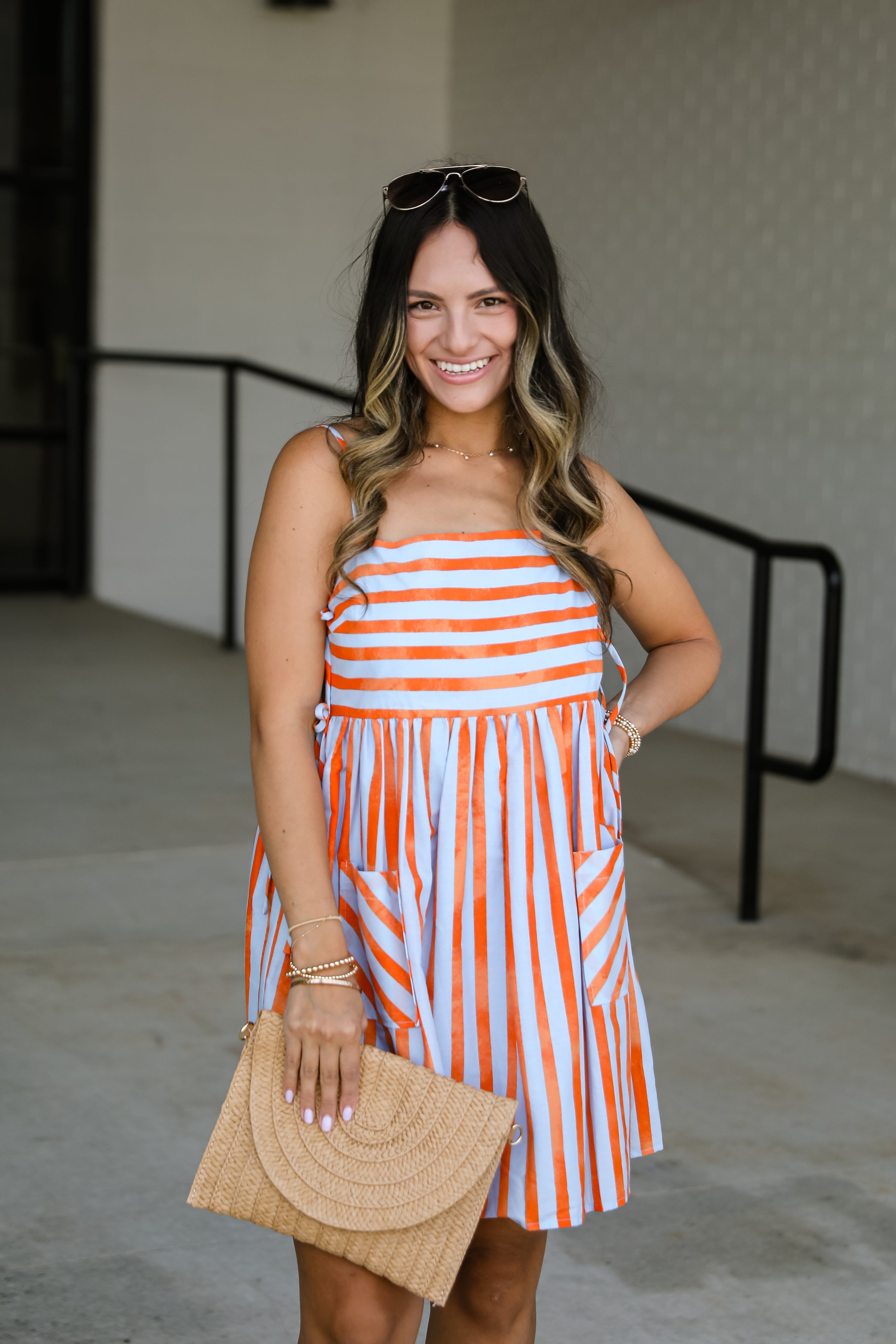 All You Have Orange Striped Mini Dress