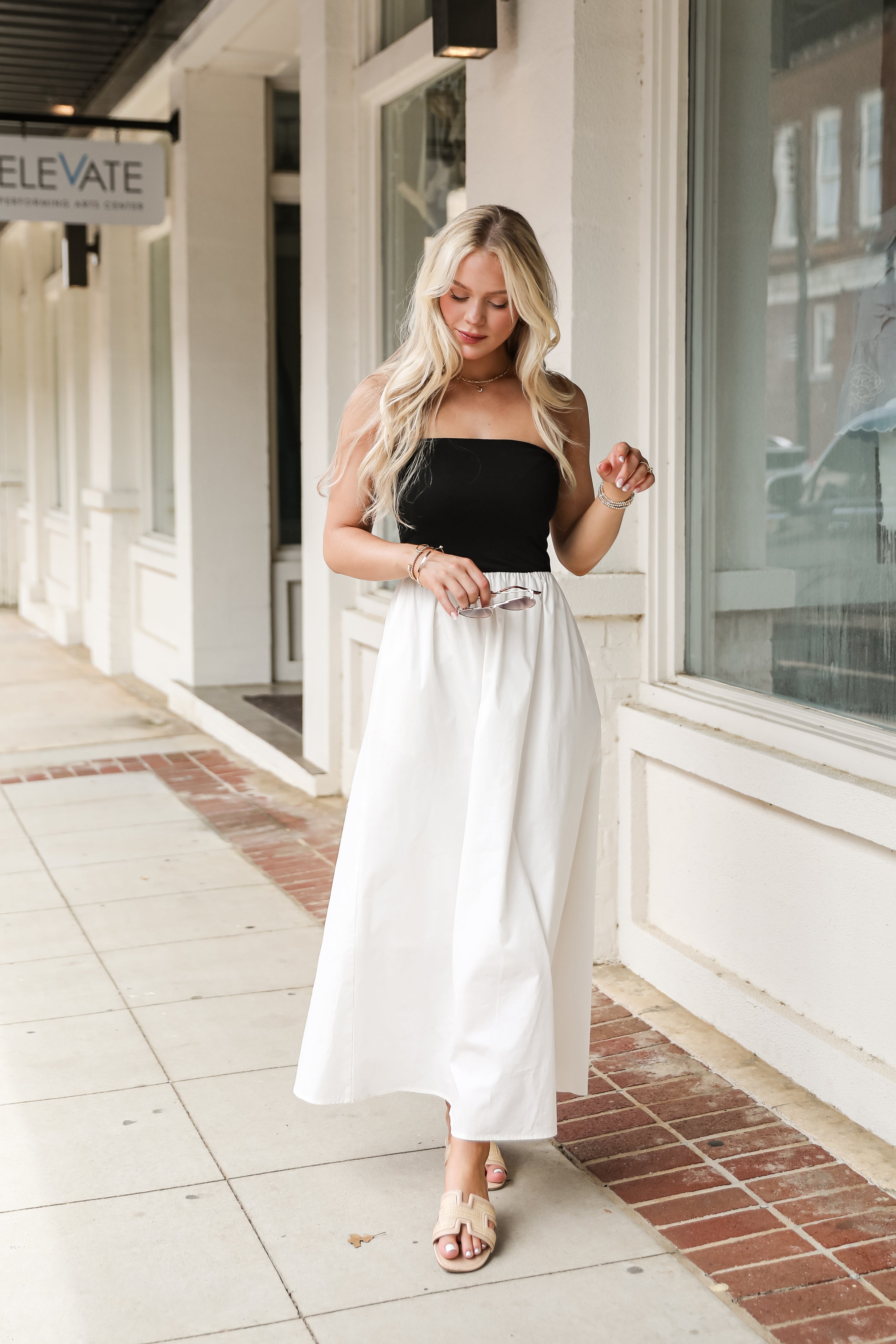 Always Been You Black Contrast Strapless Maxi Dress
