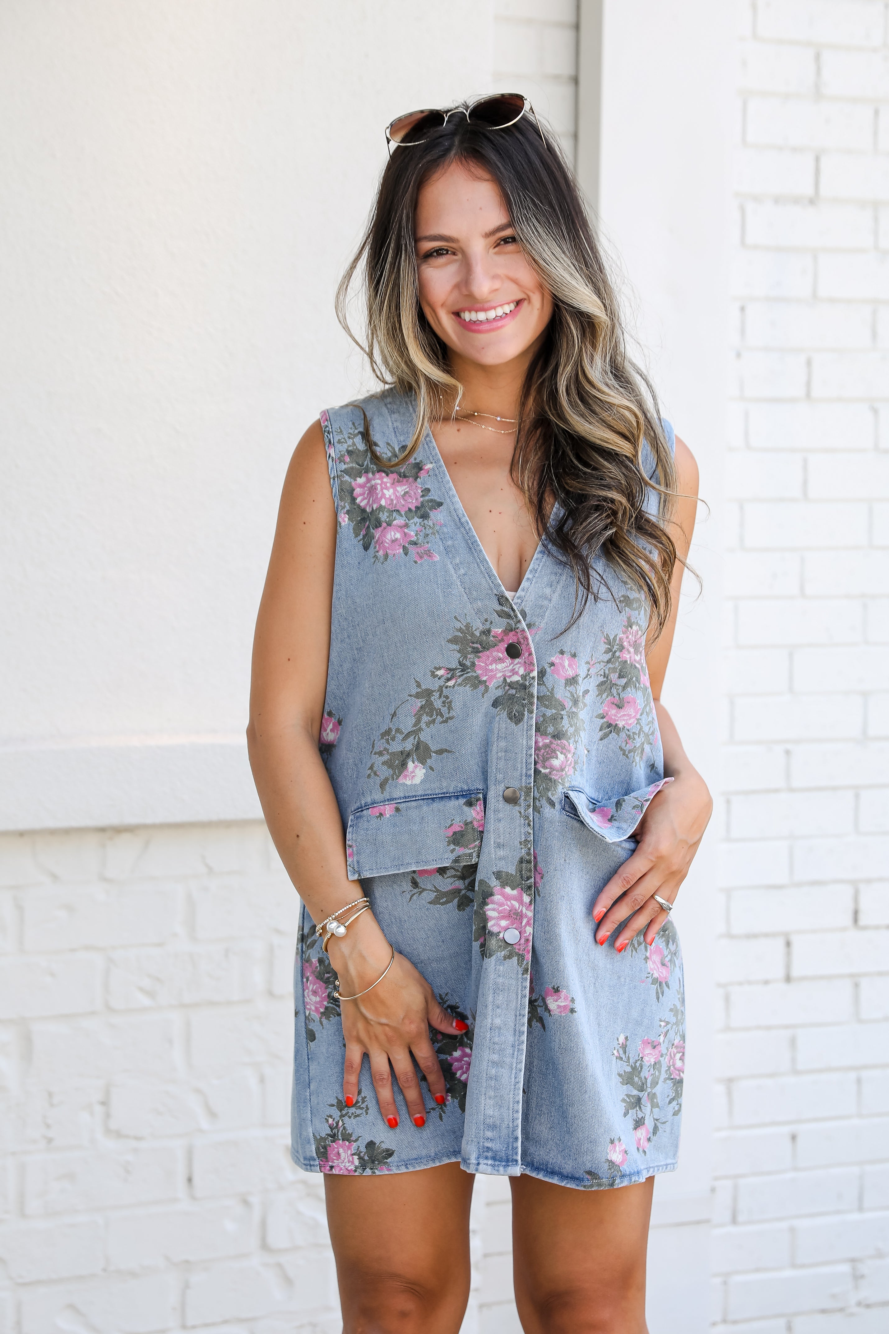 Believe In Yourself Denim Floral Mini Dress
