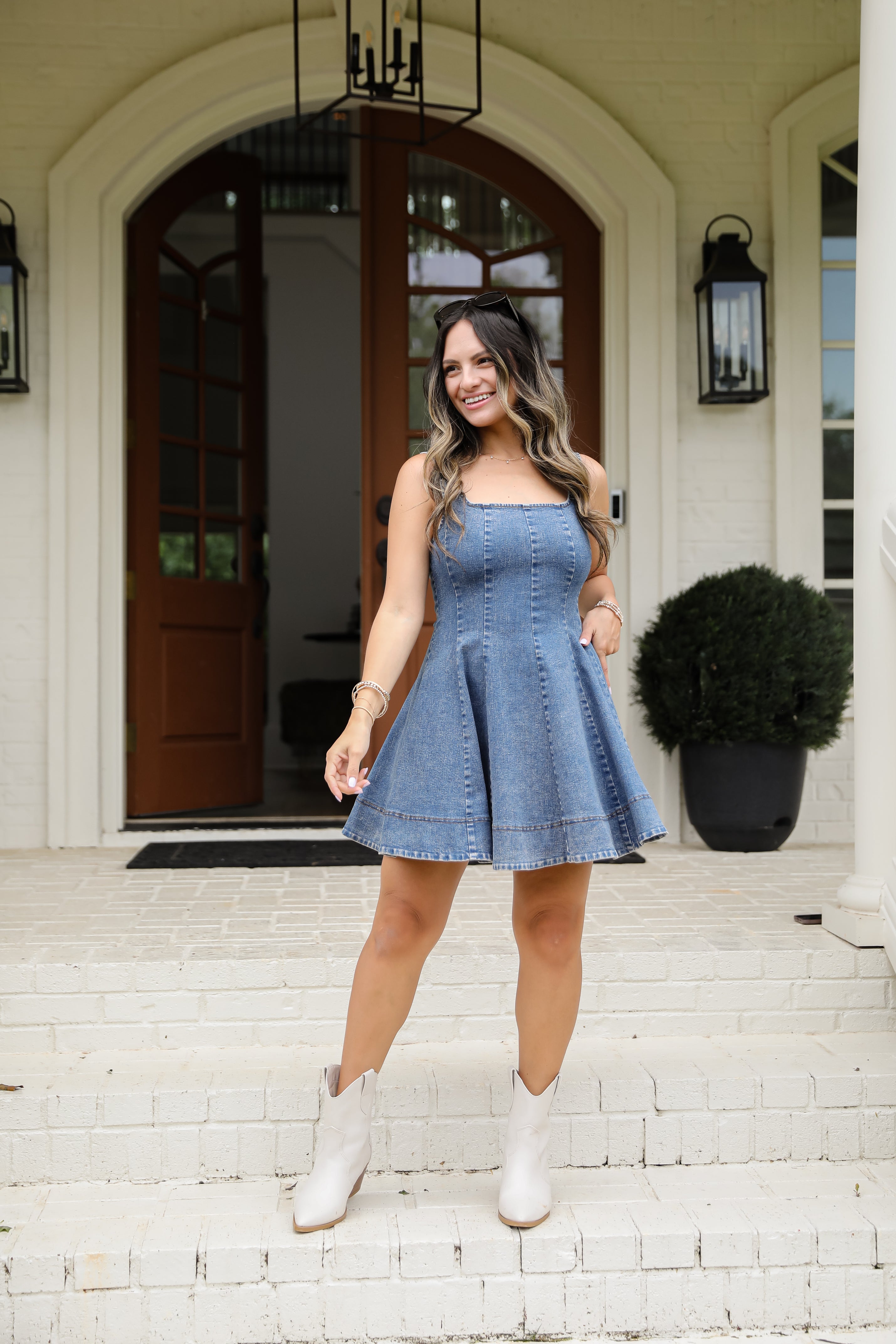 Know It All Dark Wash Denim Mini Dress