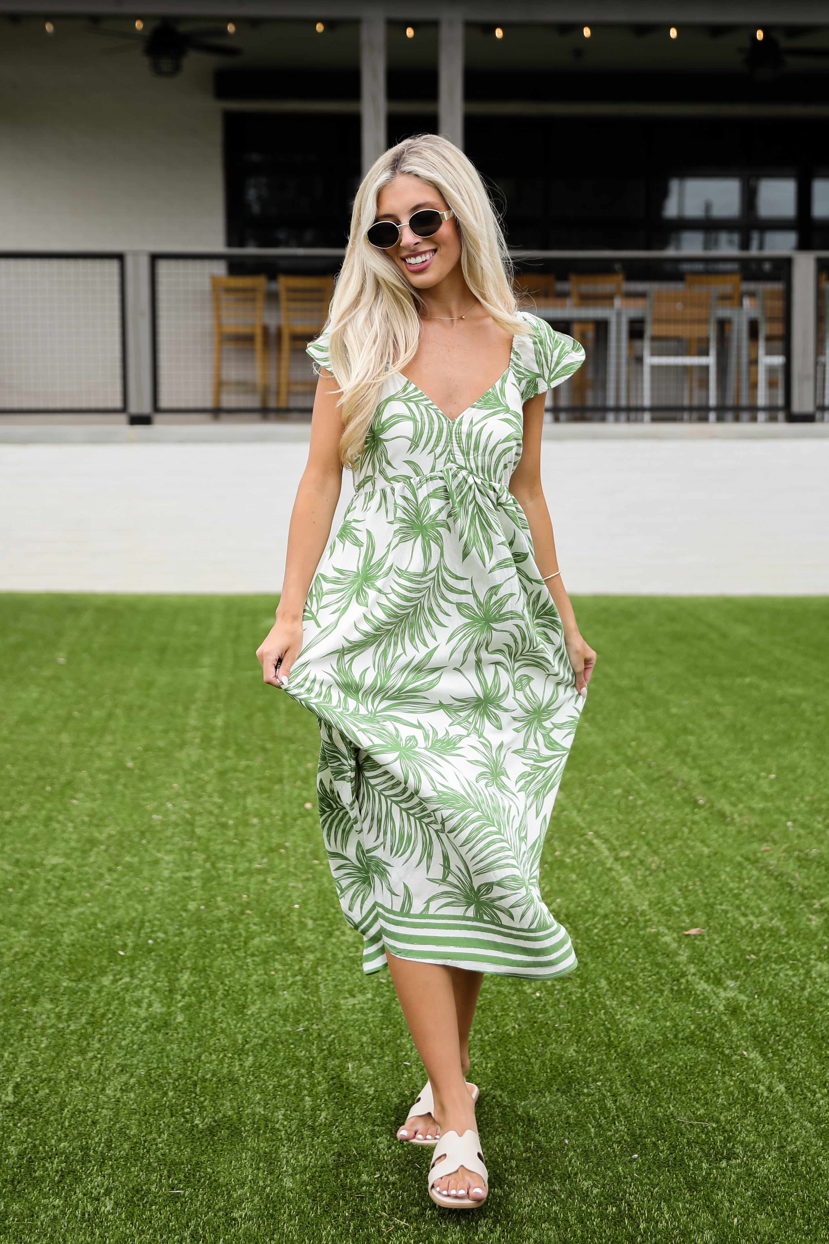 Follow You Anywhere Leaf Print Maxi Dress