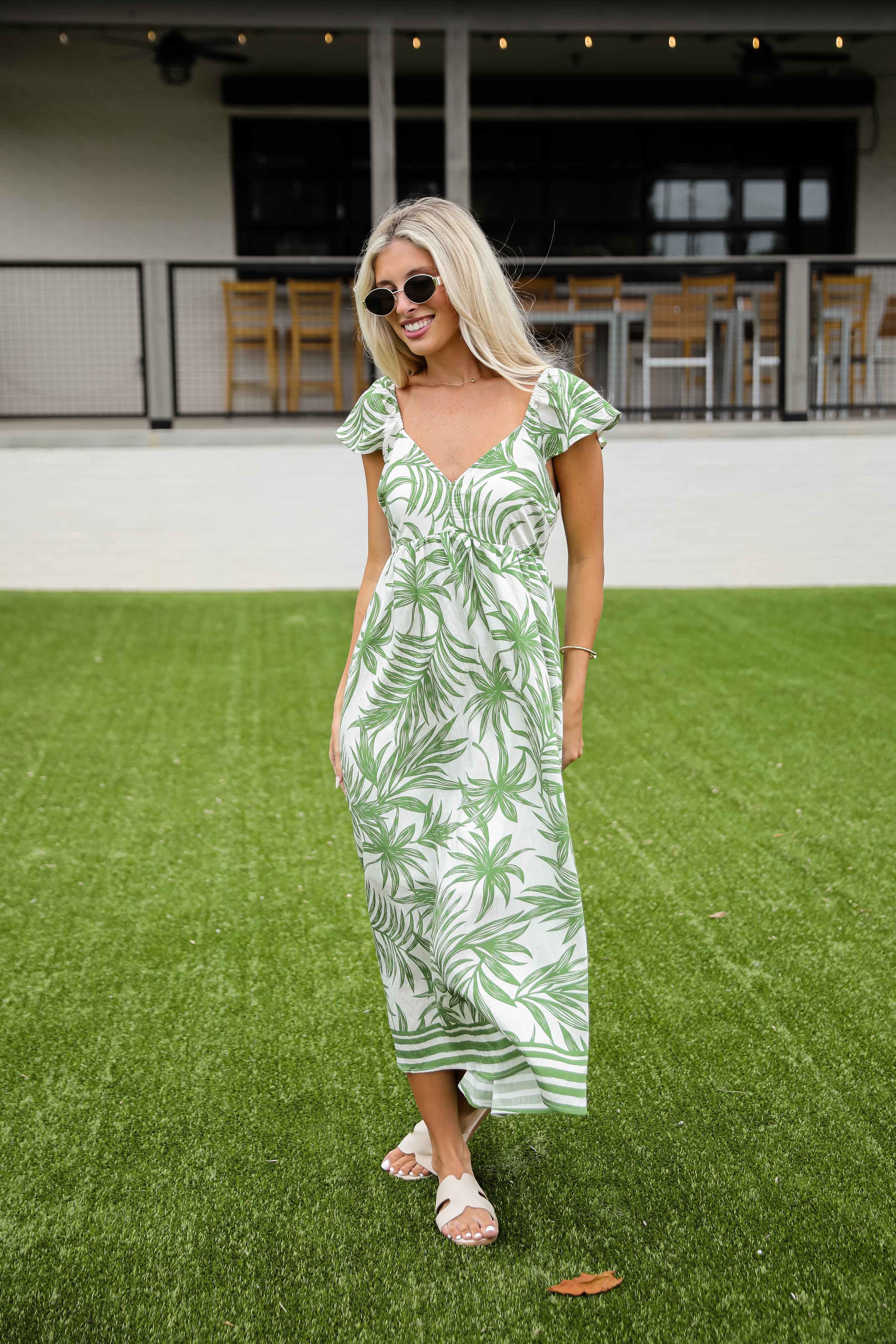 Follow You Anywhere Leaf Print Maxi Dress