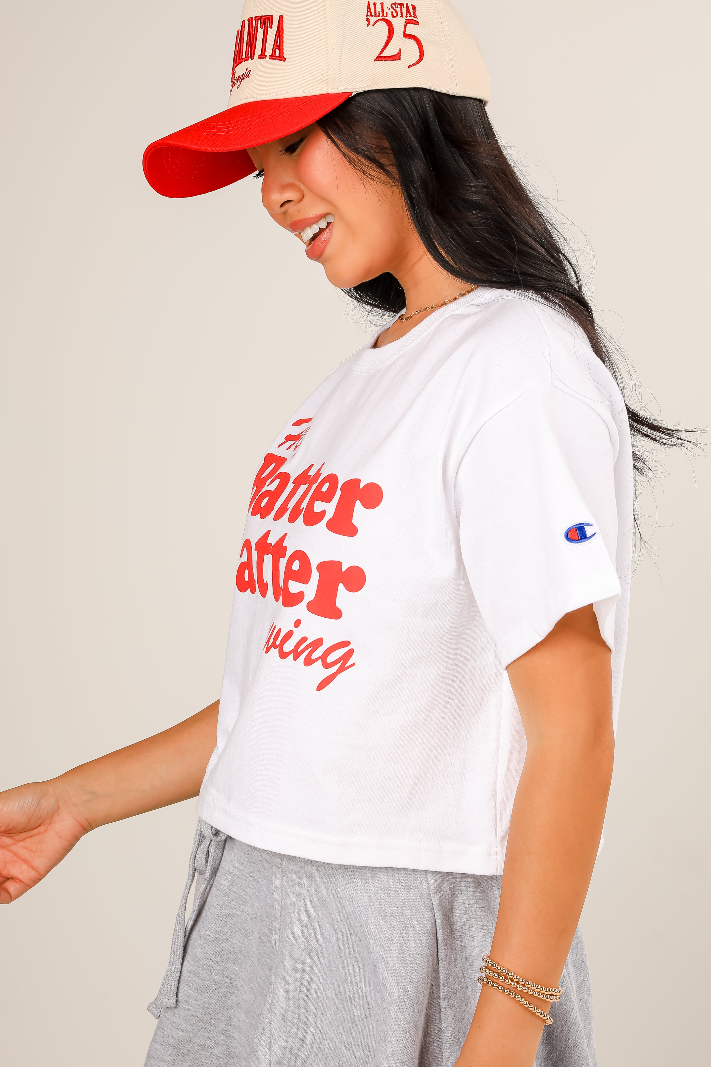 White Hey Batter Batter Swing Cropped Tee