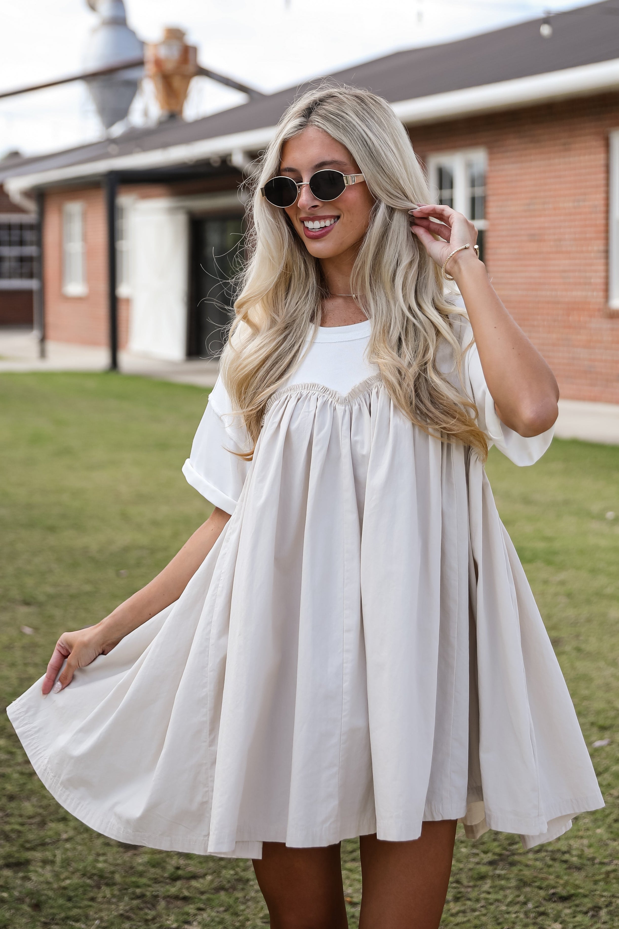 Sweeter Vibes White Contrast Babydoll Mini Dress