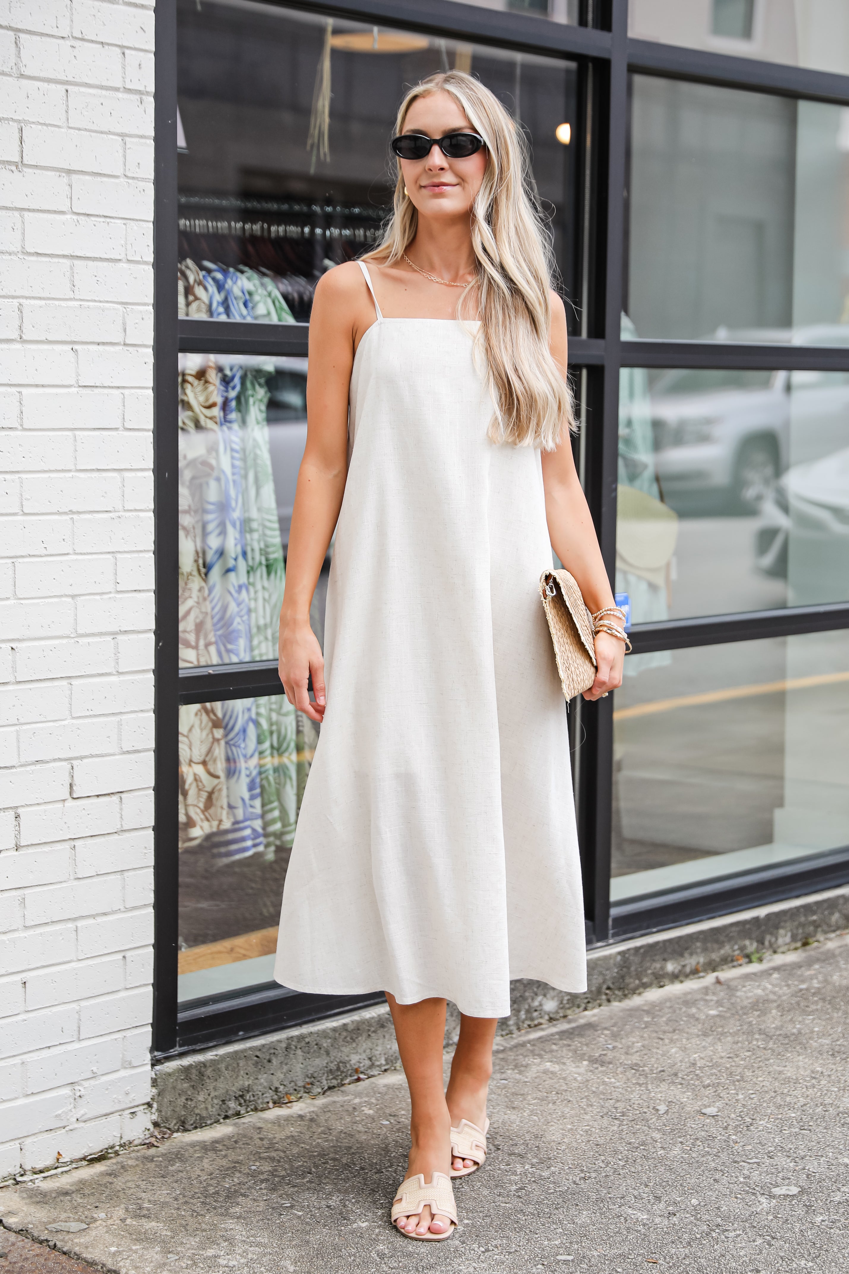 A Little Bit Of Love Natural Linen Maxi Dress