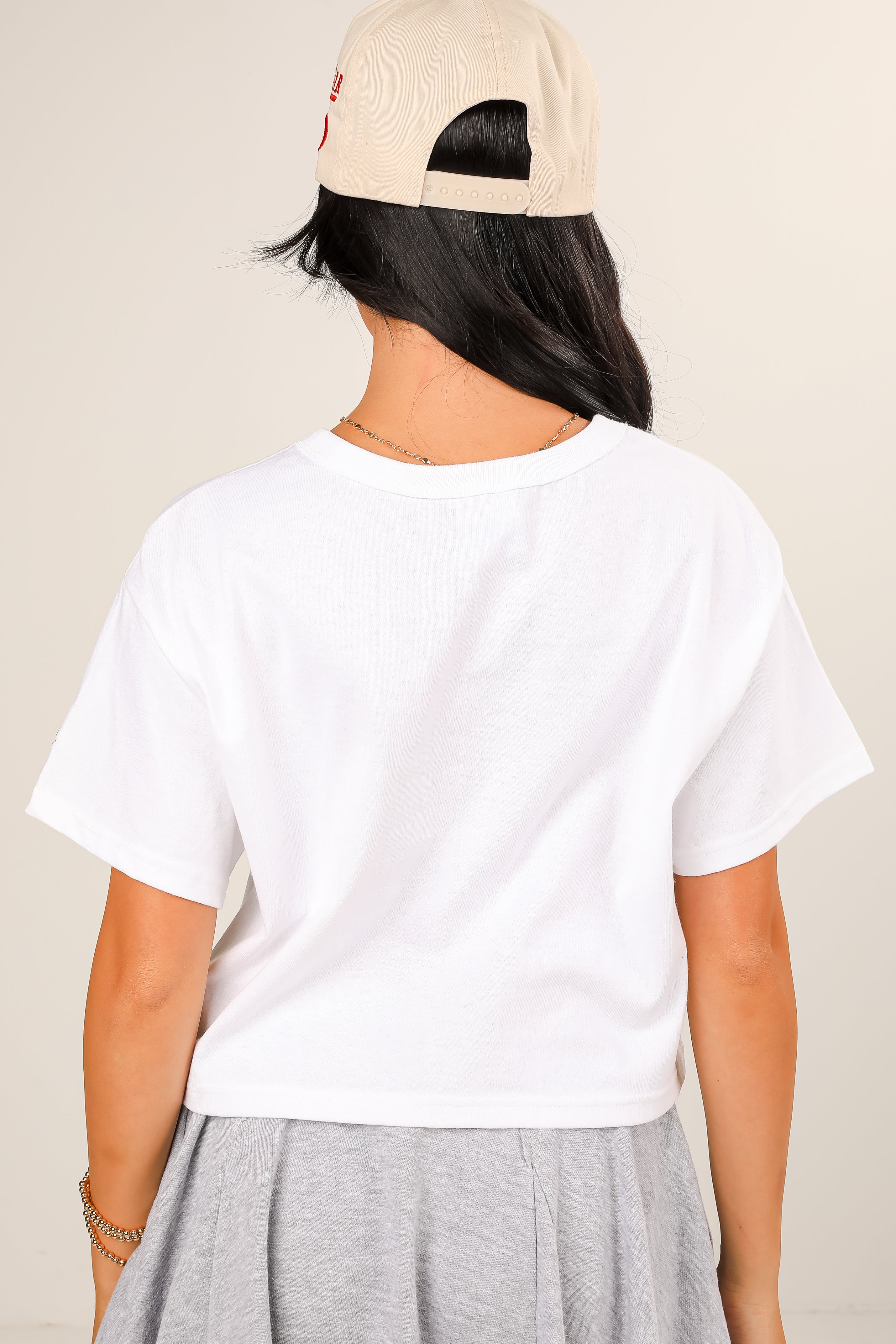 White Hey Batter Batter Swing Cropped Tee