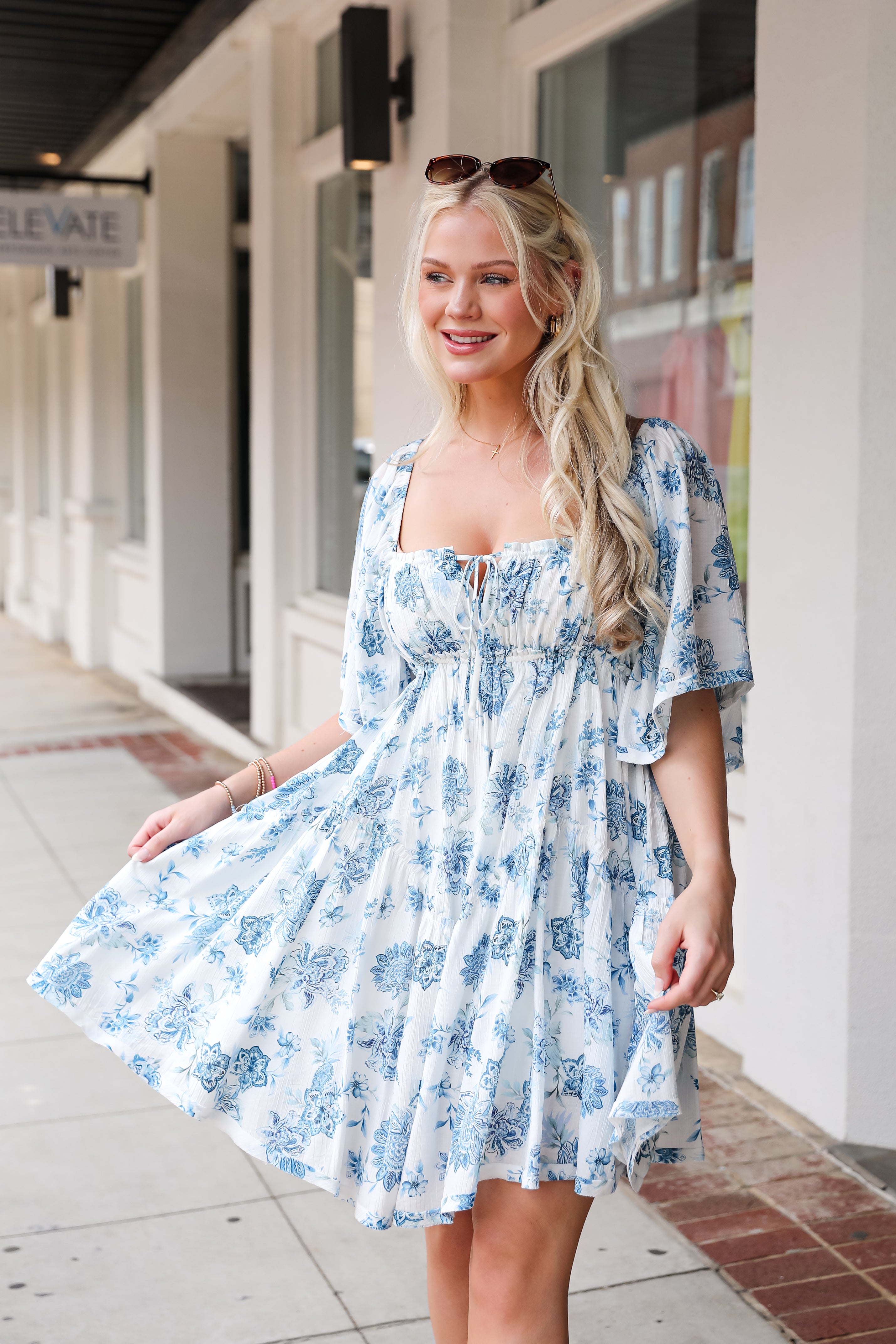 Memorably Iconic White Floral Mini Dress