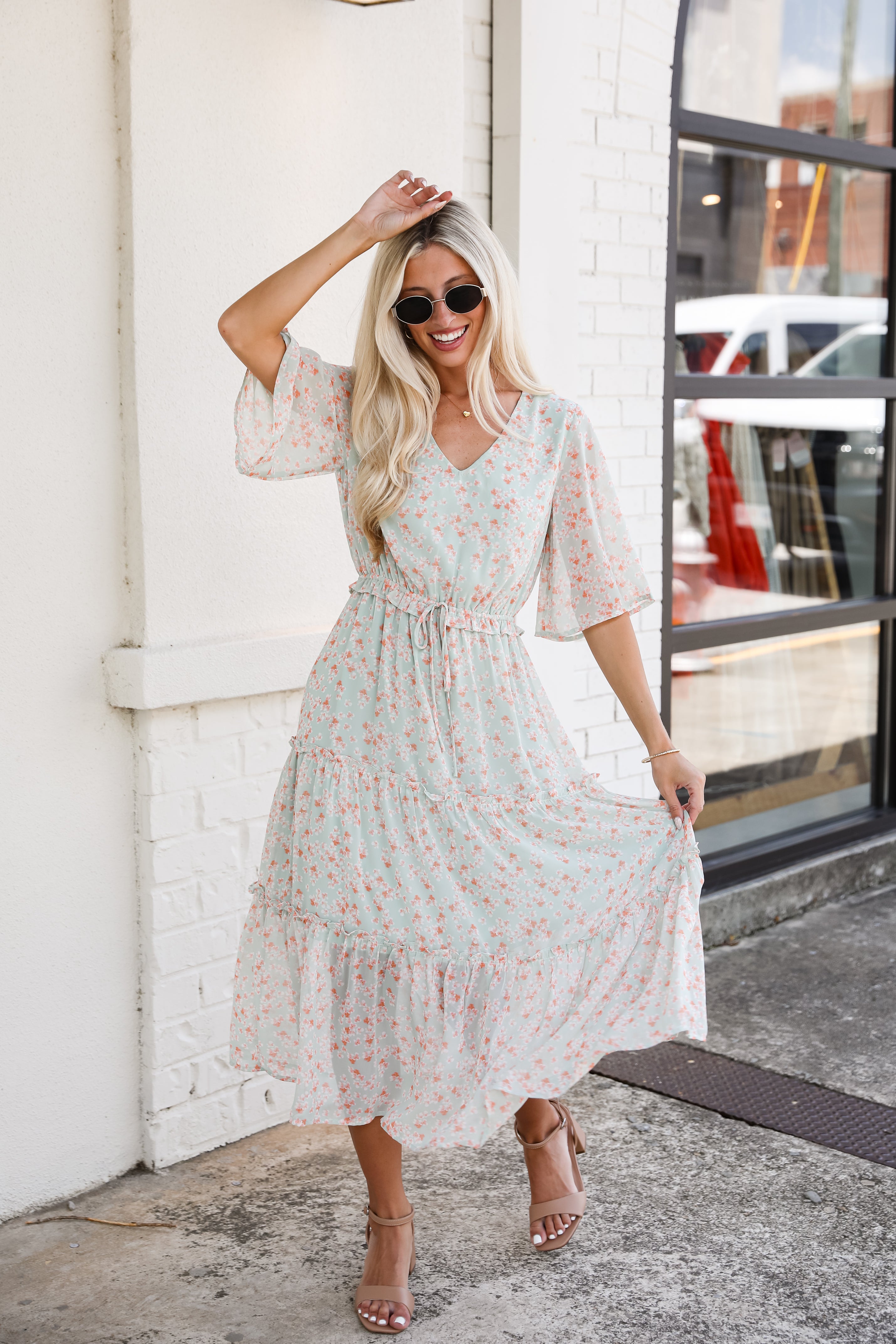 All The Best Mint Floral Tiered Maxi Dress