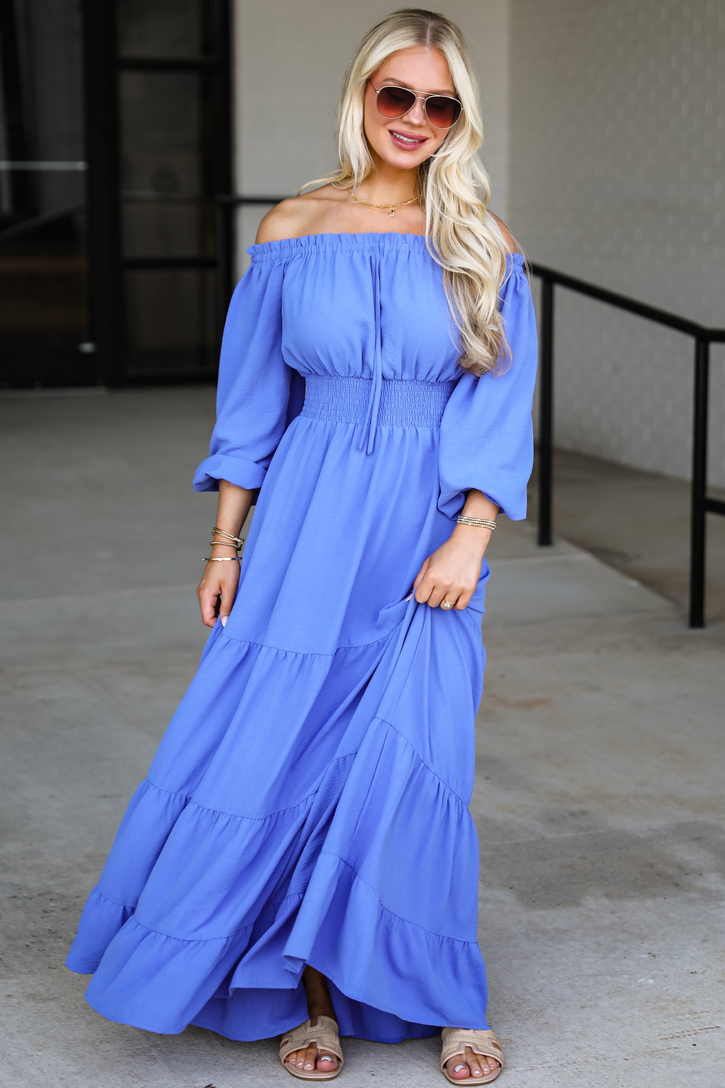 Need Your Attention Blue Tiered Maxi Dress