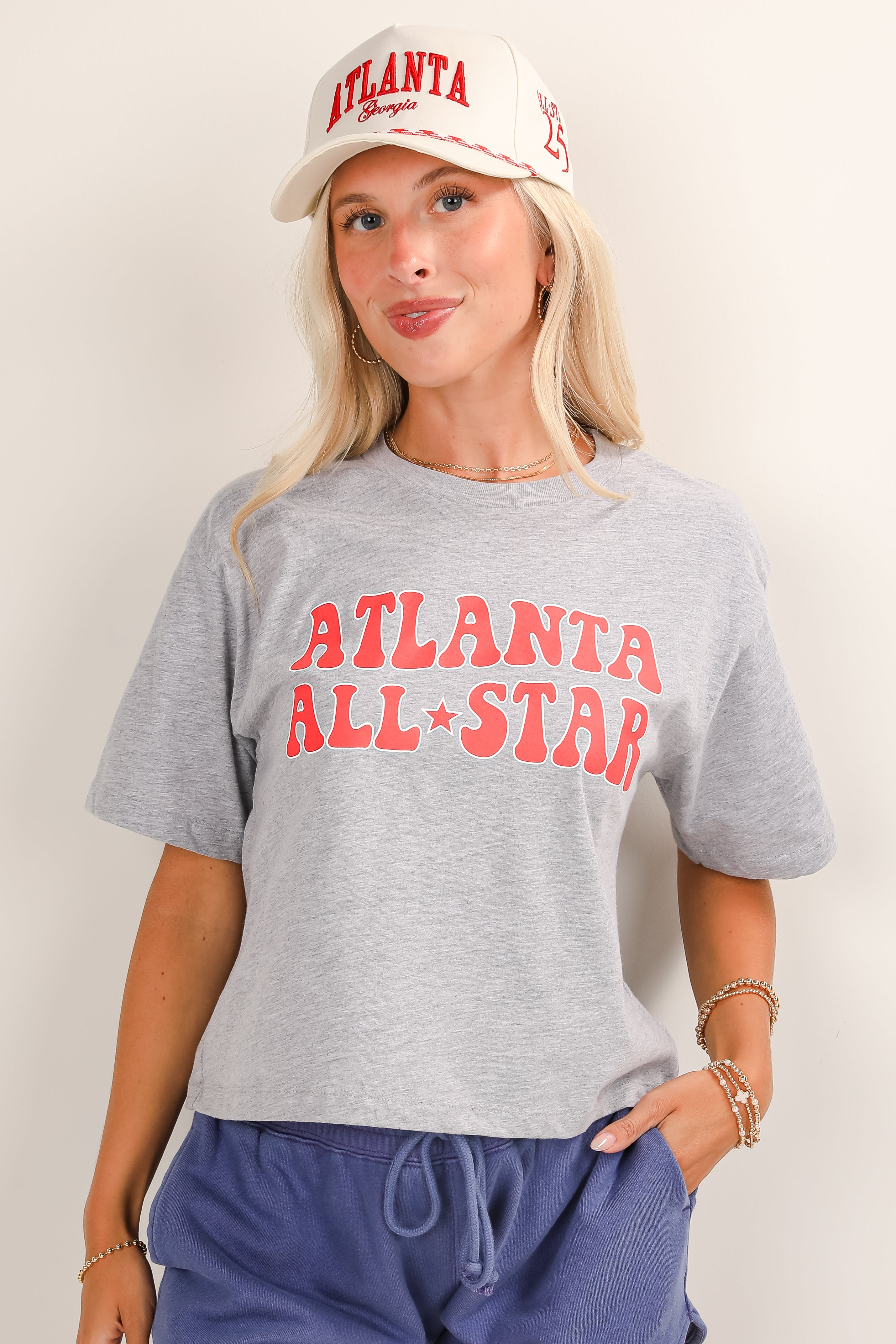 Heather Grey Atlanta All-Star Bubble Letter Cropped Tee