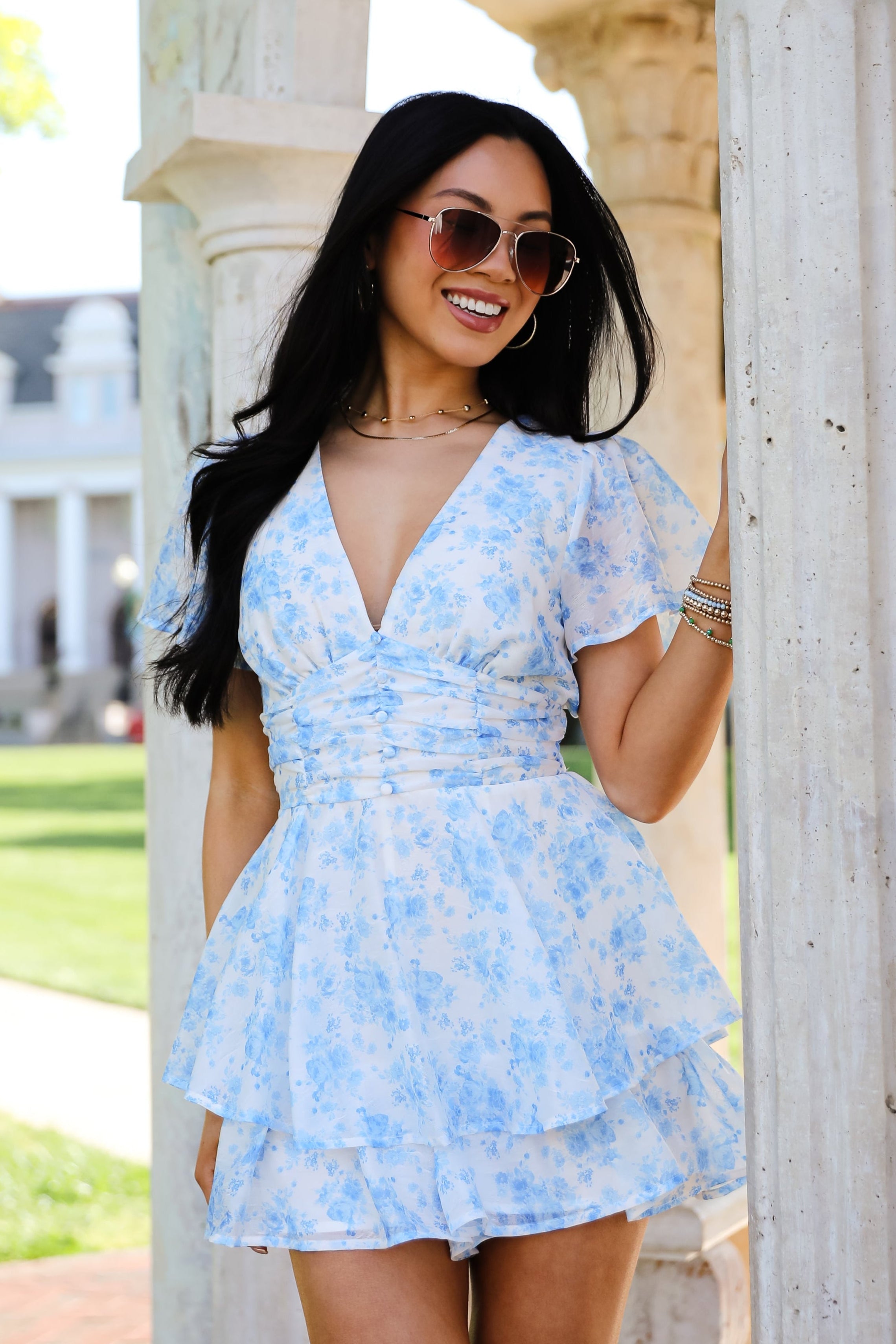 On A Whim Ivory Floral Romper