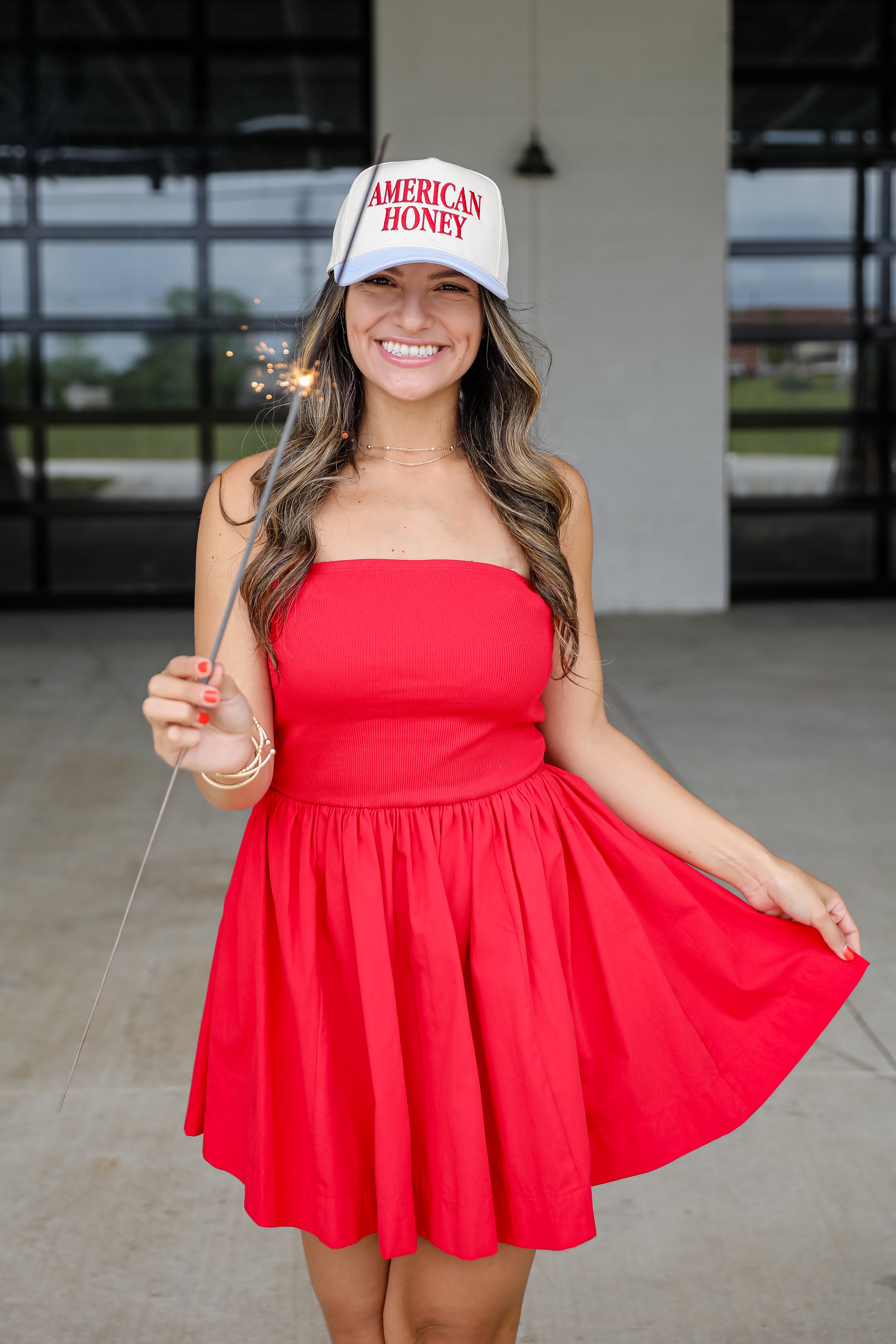 Off To The Fireworks Red Contrast Strapless Mini Dress