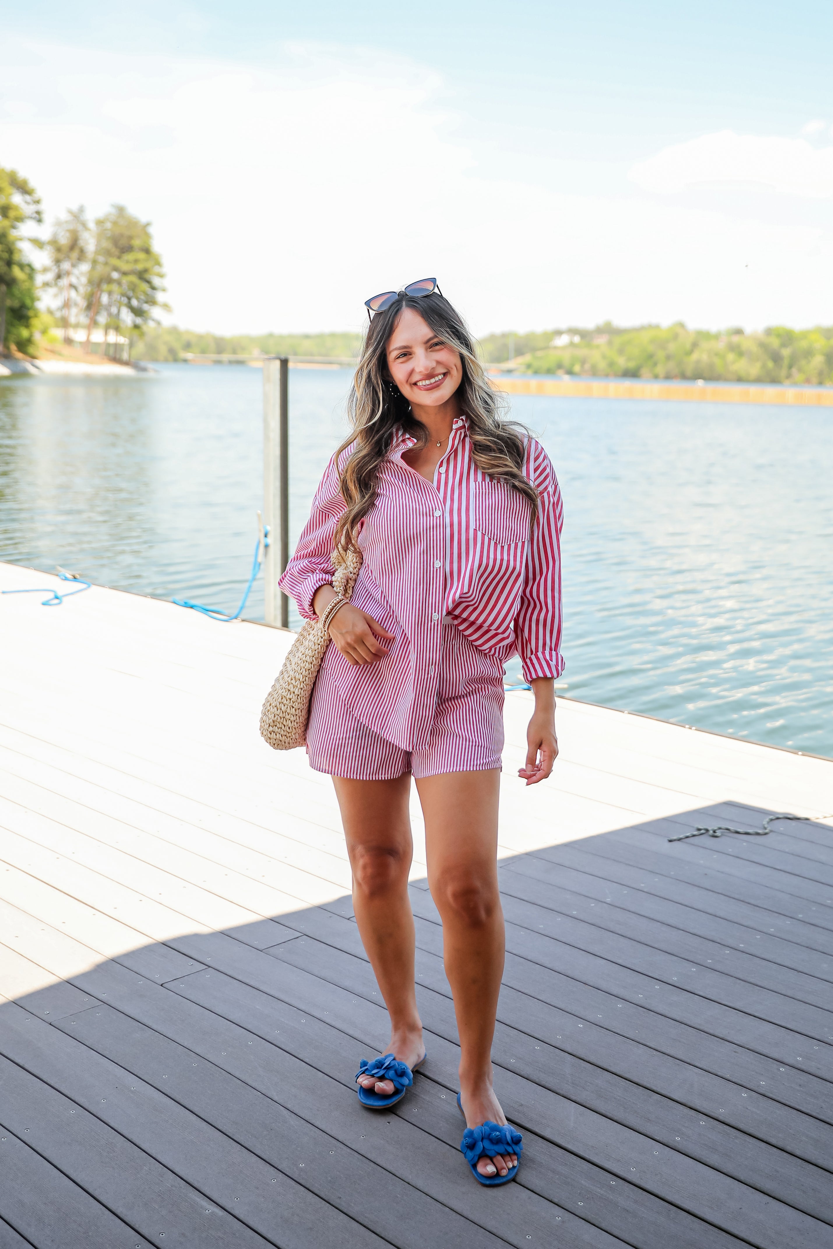 Do Not Disturb Striped Button-Up Blouse