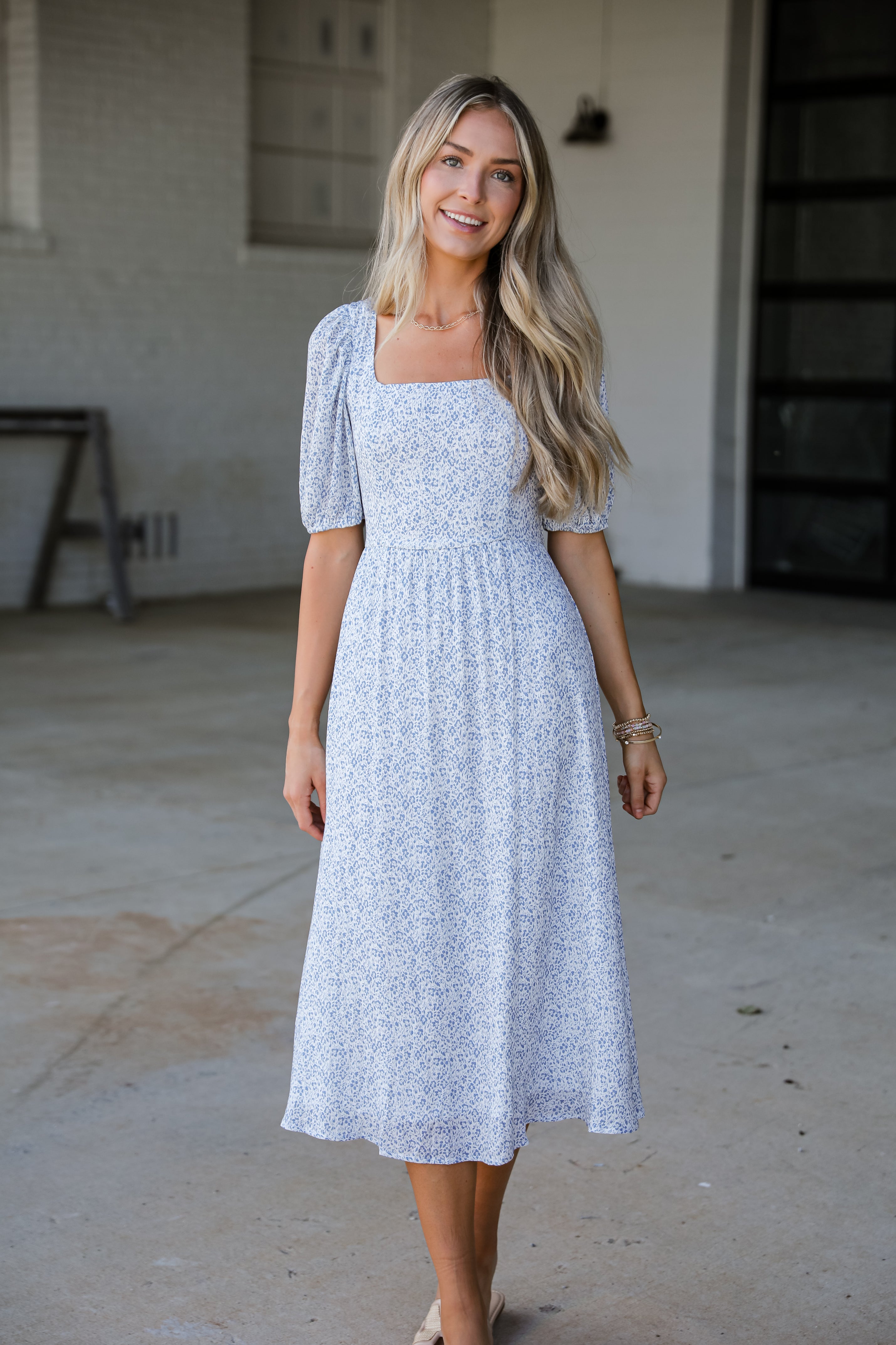 The Time Is Now Ivory Floral Midi Dress